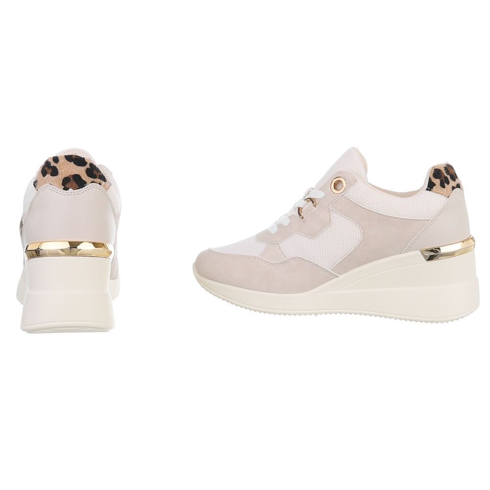 Ital-Design Damen Low-Top Freizeit Sneaker (88577418) Keilabsatz/Wedge Sneakers Low in Beige – Bild 5 von 5