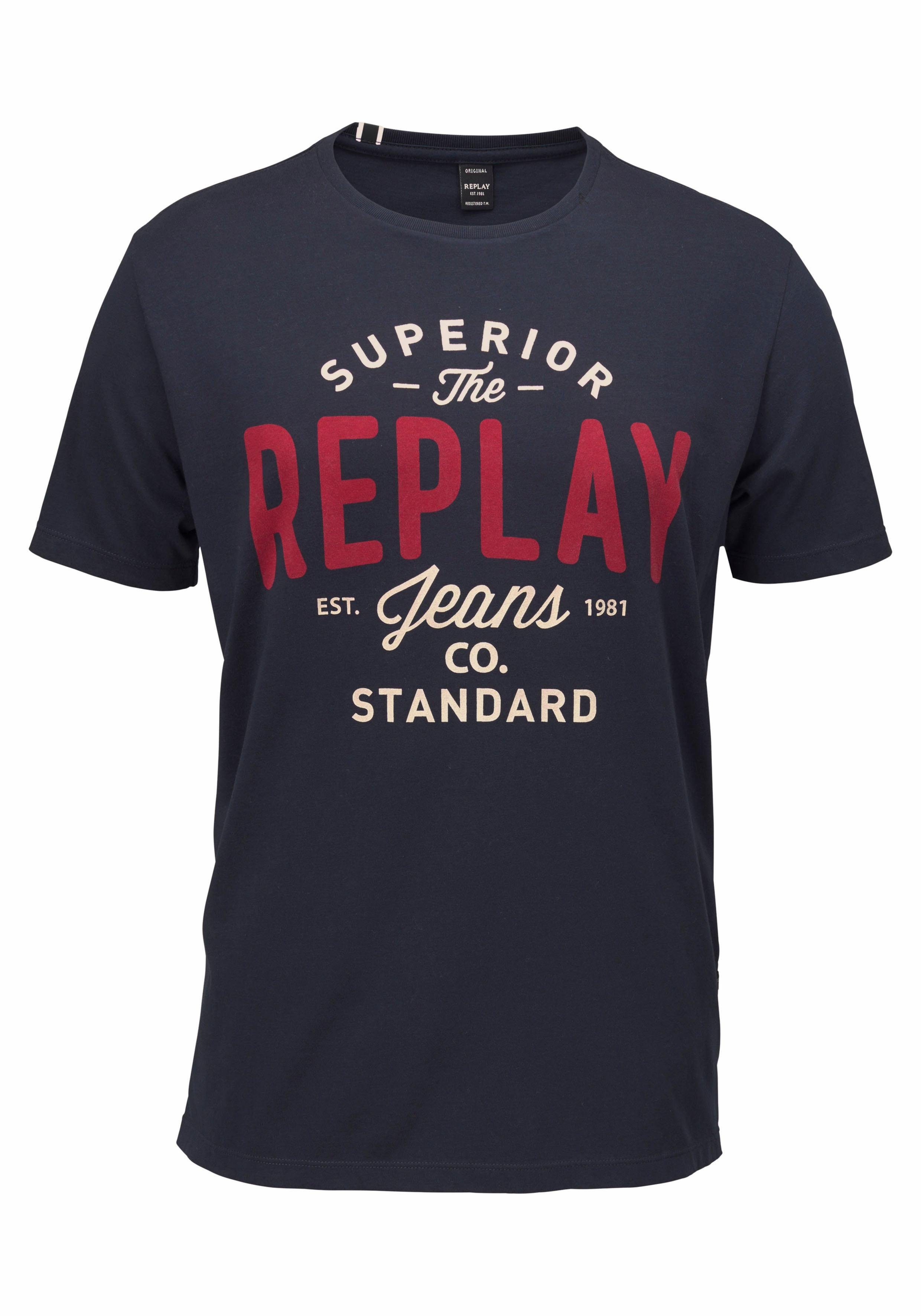 Replay T-Shirt mit Markendruck marine