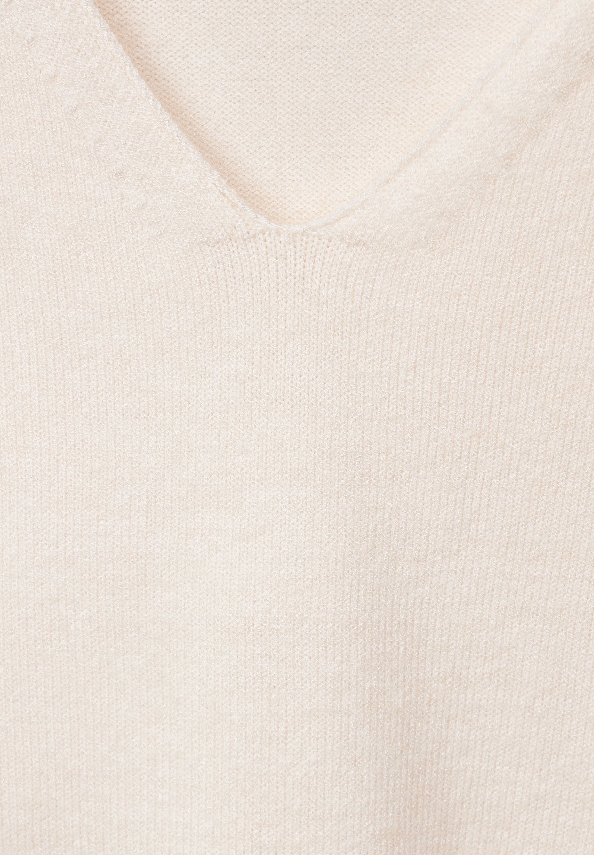 V-Ausschnitt STREET Pullover V-Ausschnitt-Pullover white ONE mit melange cream
