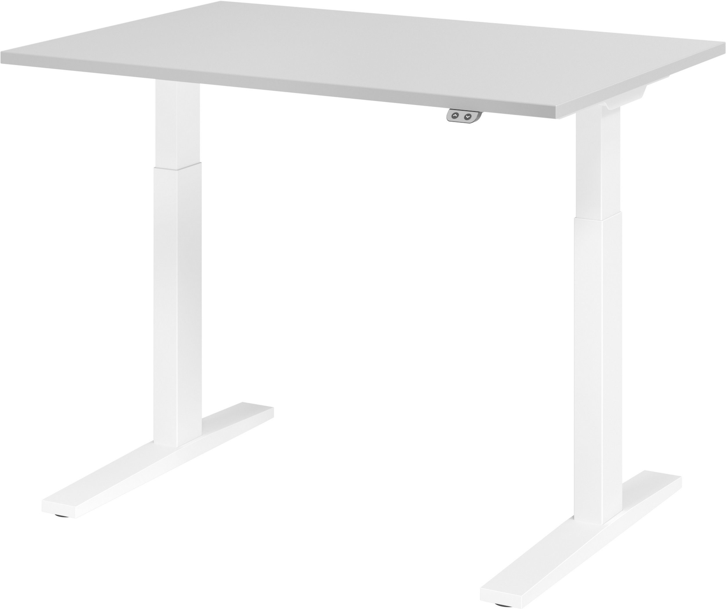 Rechteck: Schreibtisch - Grau 80 Dekor: Weiß | Gestell: Schreibtisch XMKA, Weiß - x elektrisch 120 bümö Grau cm