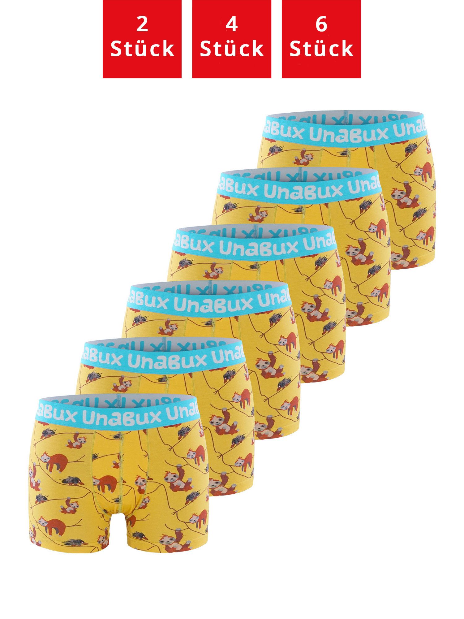 UnaBux Retro Boxer Premium Boxershorts Herren Retroshorts Unterhosen Trunks (6-St) (Packung, Set, Spar-Pack) Boxer Briefs Motiv