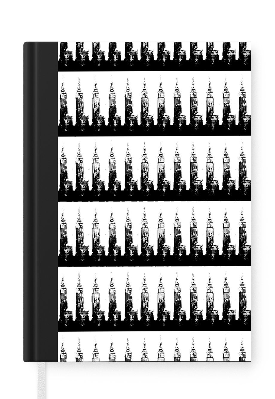 MuchoWow Notizbuch New York - Muster - Empire State Building, Journal, Merkzettel, Tagebuch, Notizheft, A5, 98 Seiten, Haushaltsbuch