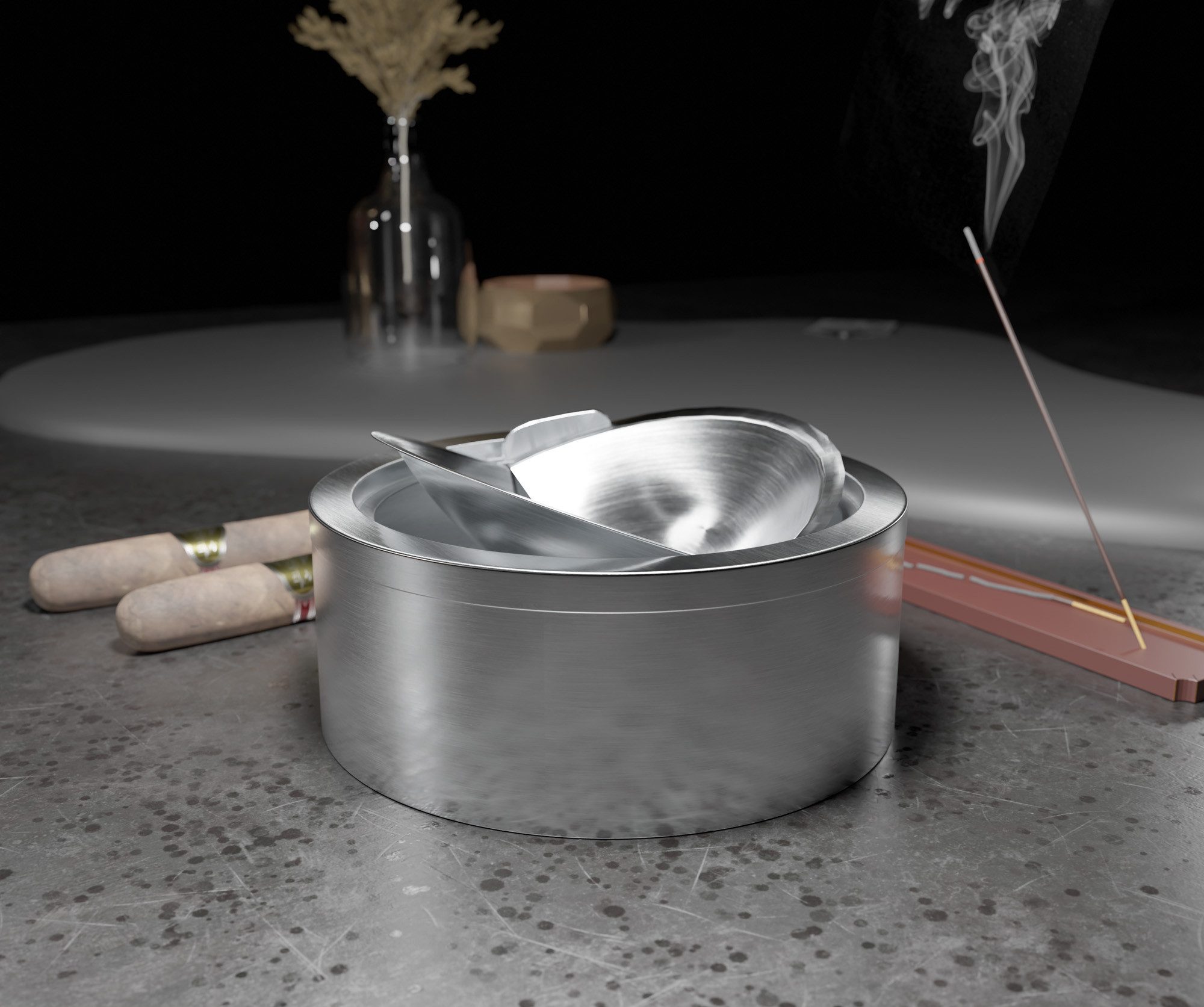 Mojawo Aschenbecher 12 Stück Tisch Aschenbecher Sturmaschenbecher Metall Silber mit Deckel