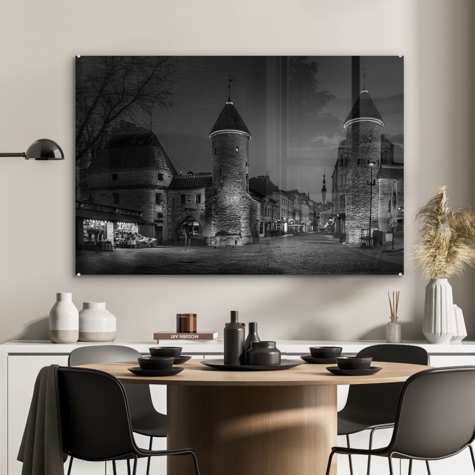Schwarz Estland MuchoWow (1 Wohnzimmer Schlafzimmer Hafen Acrylglasbilder Weiß, - & Acrylglasbild - St), -