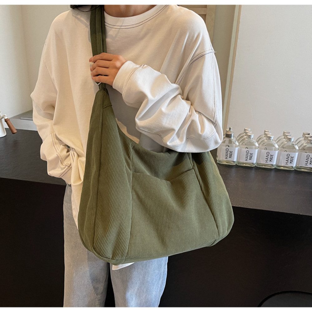 Cachito Umhängetasche Damen Groß Cord Tasche Shopper Crossbody Schultertasche Henkeltasche, Hobo Handtasche für Uni Arbeit Mädchen Schule – Bild 4 von 5
