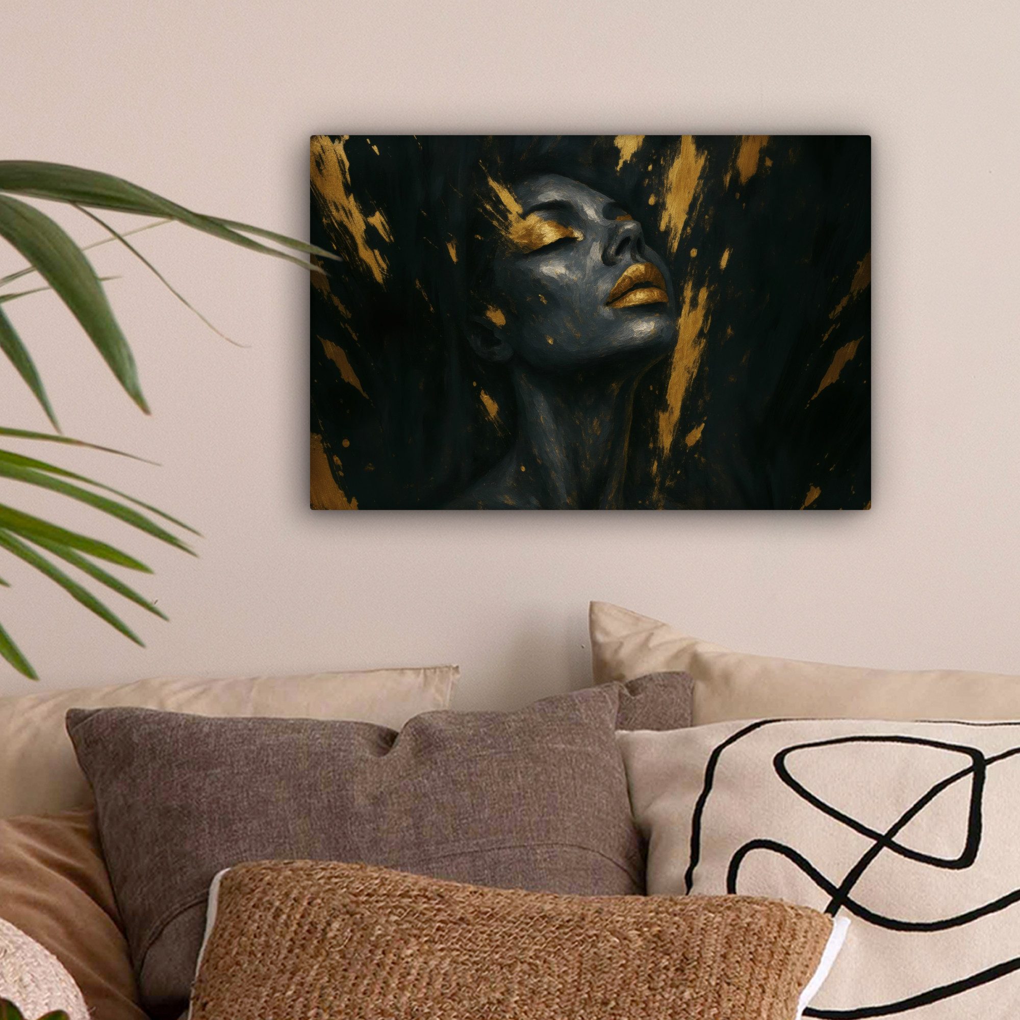 OneMillionCanvasses® Leinwandbild Gesicht - Frau - Farbspritzer - Abstrakt, günstig online kaufen