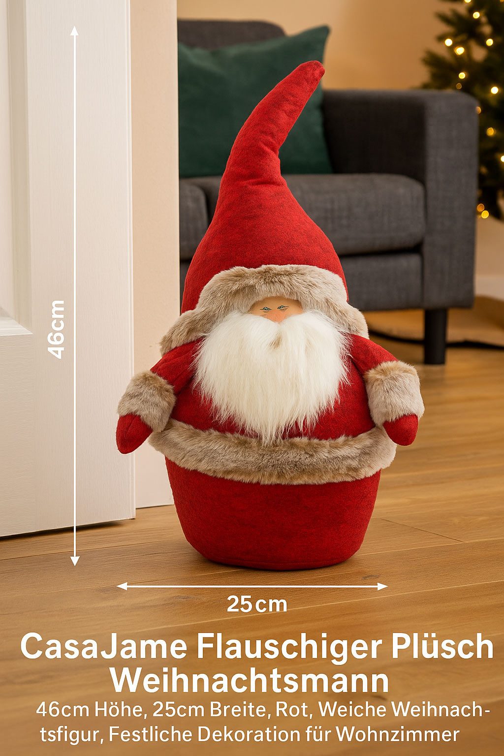 BOLTZE Bodentürstopper Plüsch Weihnachtsmann 32cm Weihnachten günstig online kaufen