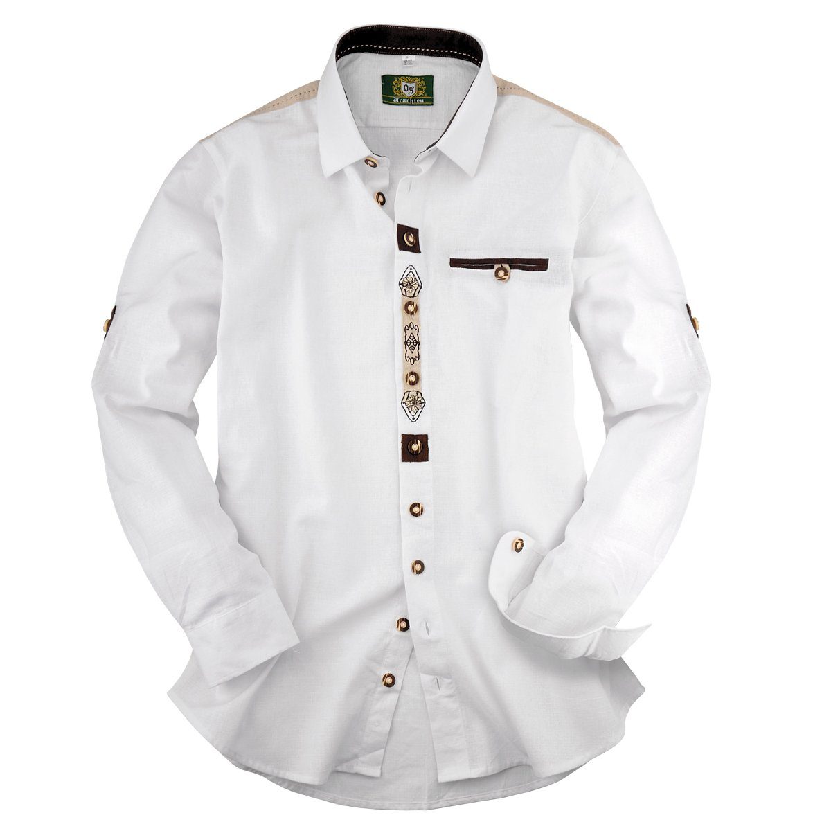 orbis Trachtenhemd Übergrößen weißes Trachtenhemd mit Krempelärmeln Orbis | Trachtenhemden