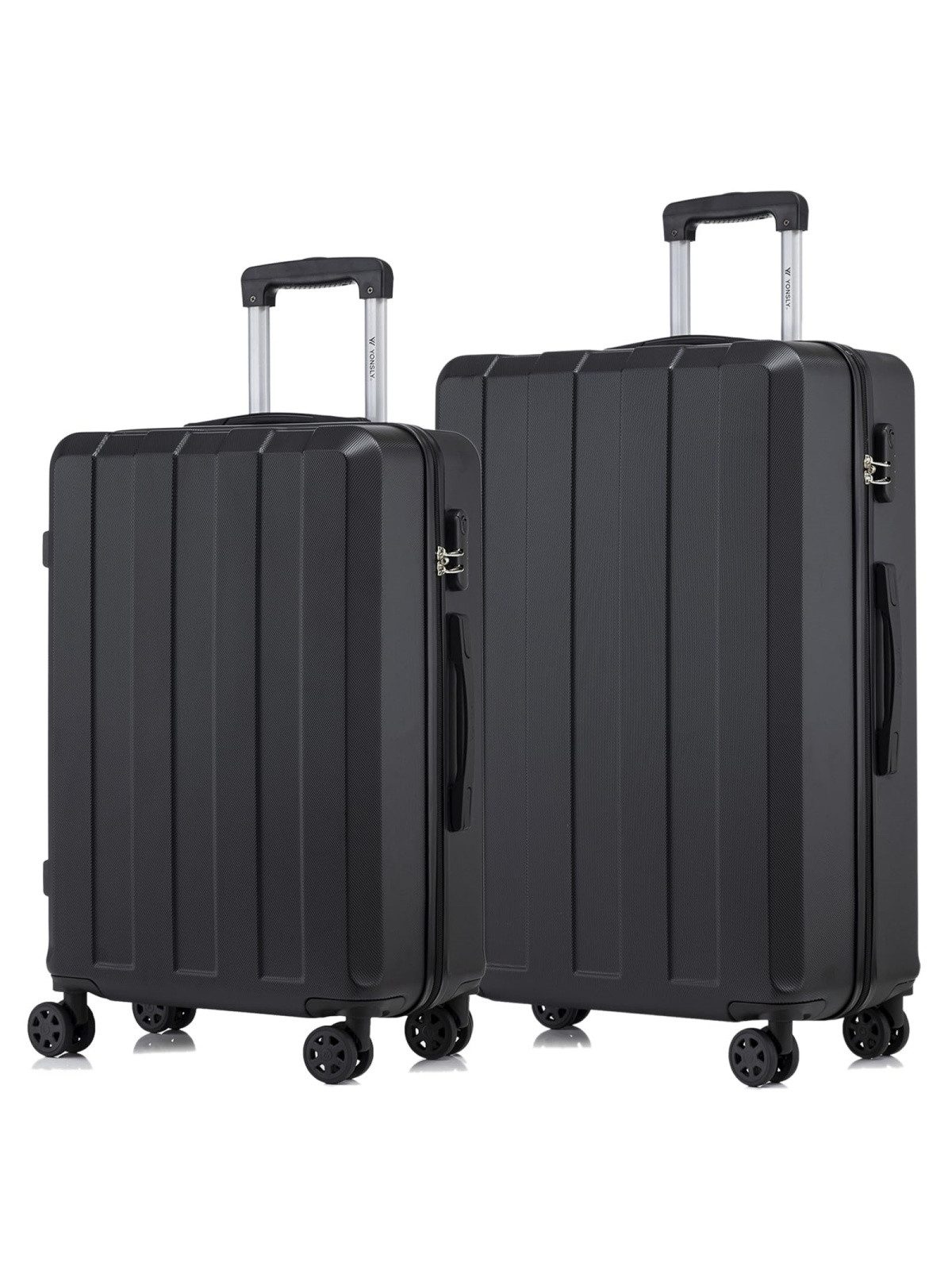 YONSLY Kofferset Reisekoffer Rollkoffer Hartschale für Kurz- und Urlaubsreisen, 4 Rollen, (Spar-Set, 2 tlg., Hartschalen Trolley Set), ABS mit Zahlenschloss, 360°-Rollen und komfortablem Gummigriff