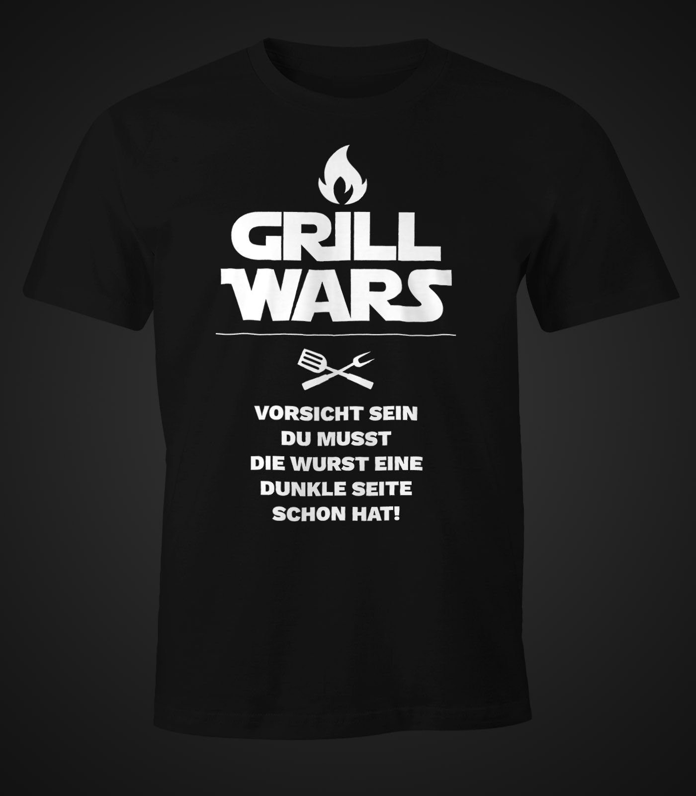 Fun-Shirt Herren schwarz Print MoonWorks mit Moonworks® Grill T-Shirt Spruch mit Print-Shirt Wars