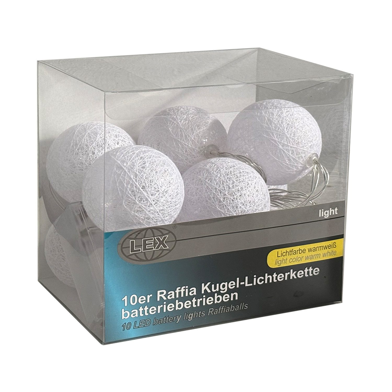 Mojawo Lichtervorhang 2 Stück LED Lichterkette mit je 10 Kugeln LEDs warmweiß