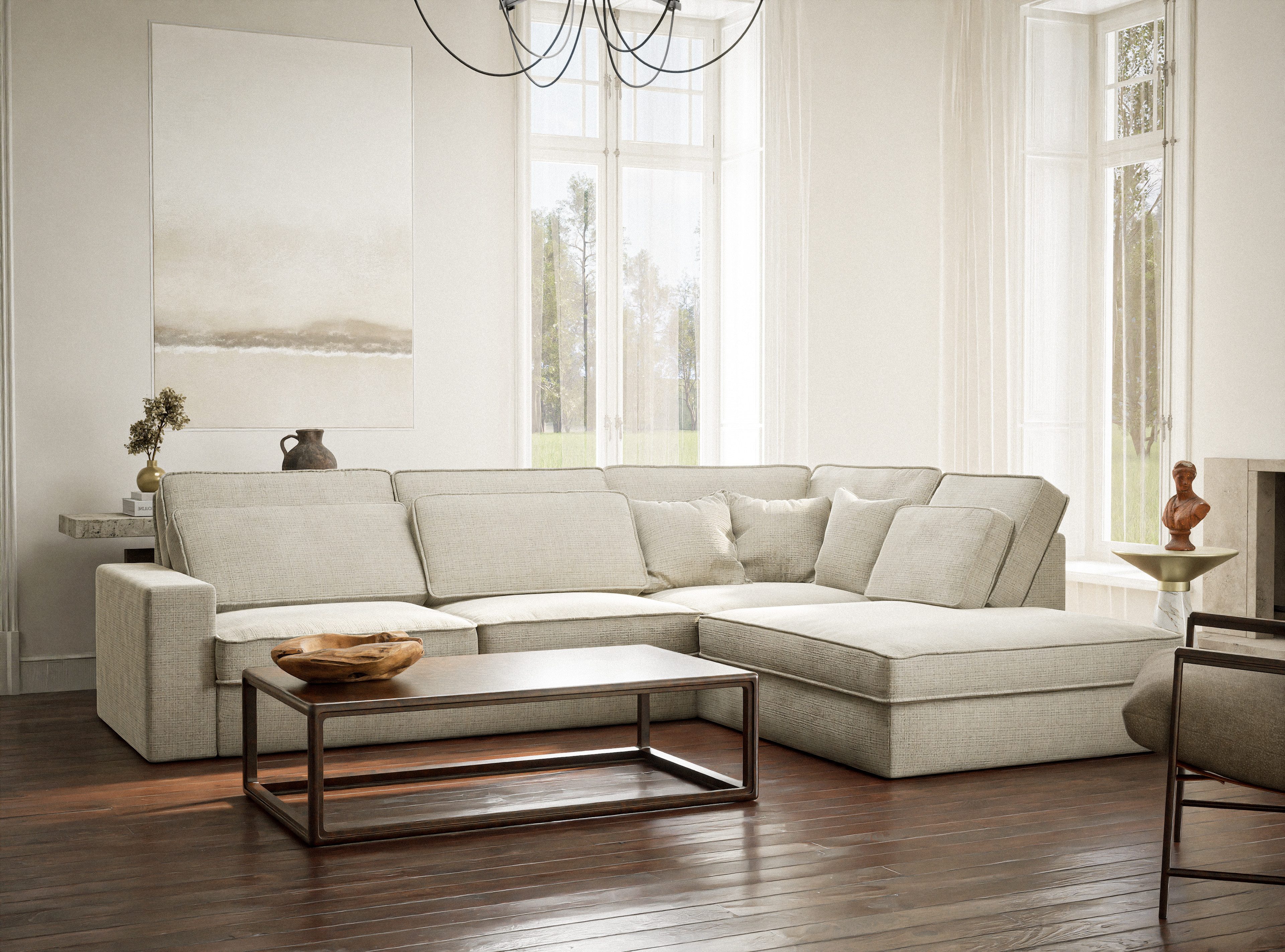 Maison de Rêve Ecksofa Kirou, L-Form Sofa, bequemes Ecksofa mit viele Rückenkissen, Eckcouch
