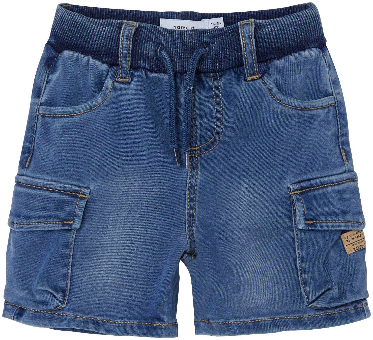 Name It Cargoshorts coole Jeansshorts NMMBEN BAGGY DNM L SHORTS 8610-TO NOOS (Cargotaschen, Baggy Fit, verstellbarer Bund, elastisches Bündchen) Denim Materialmix mit Stretch