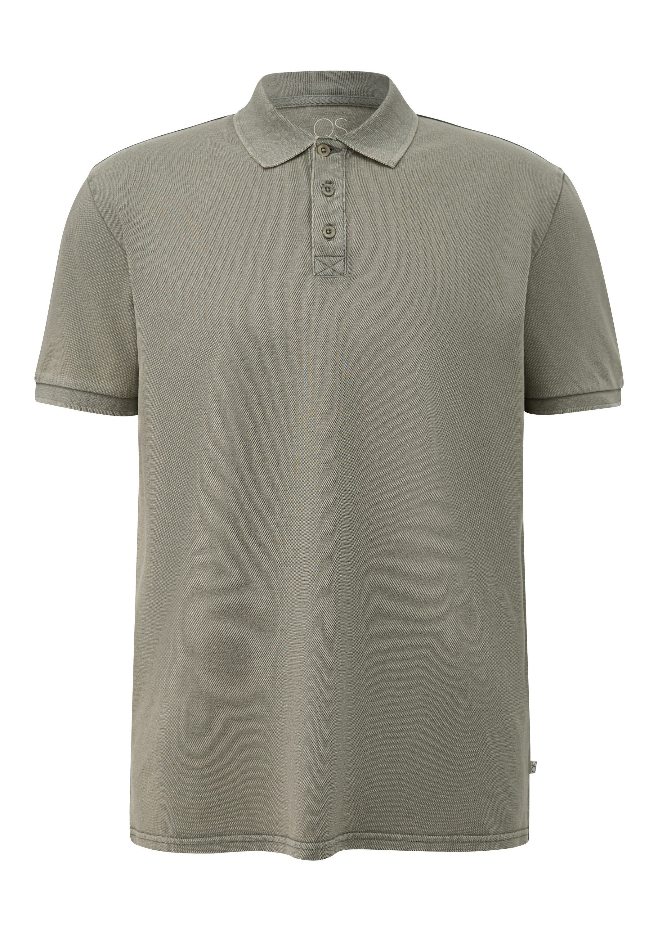 QS Kurzarmshirt Polo-Shirt Gewaschenes Polo-Shirt aus Baumwollpiqué