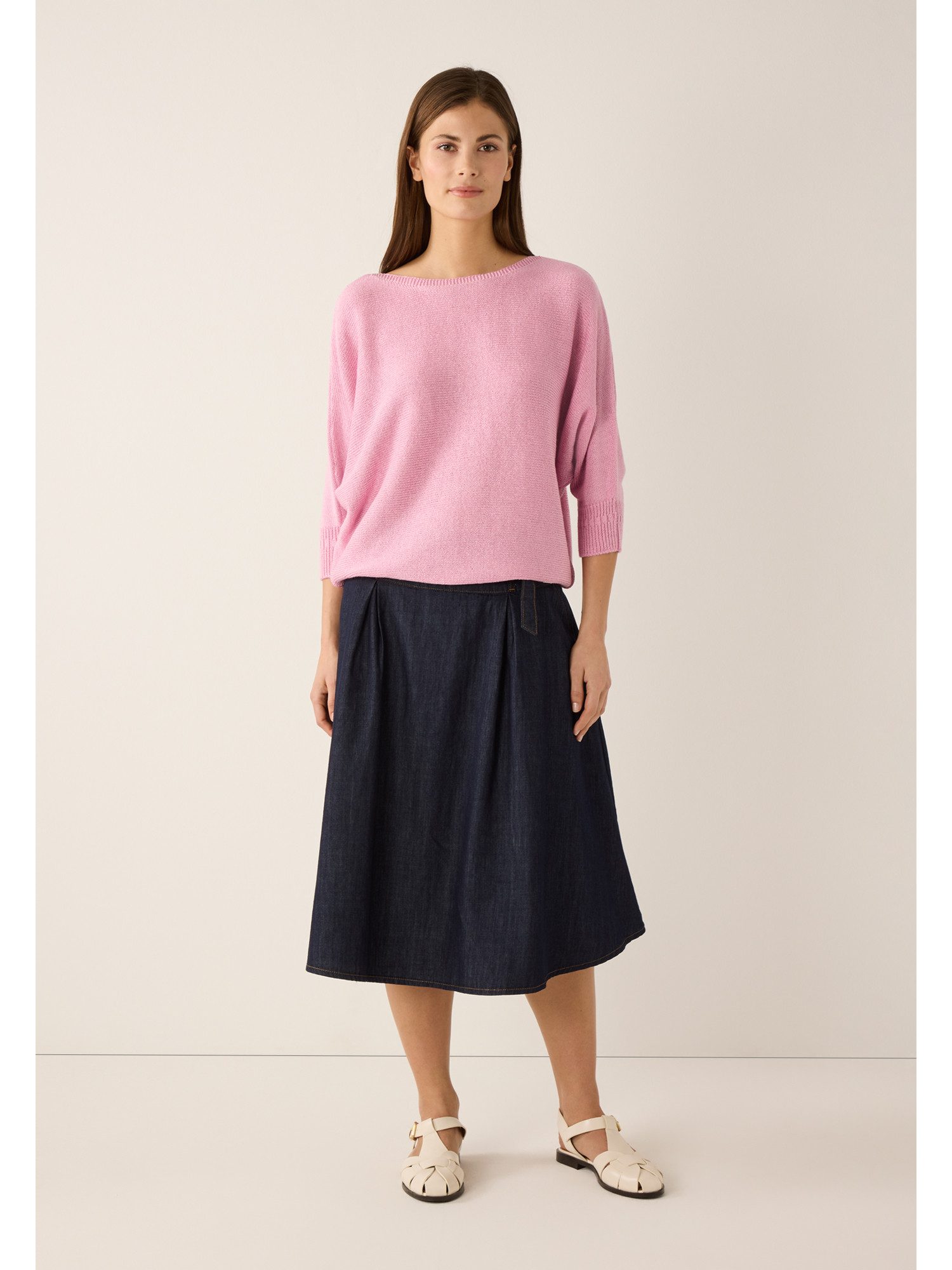 MORE&MORE Rundhalspullover Fledermauspullover mit Glanzeffekt günstig online kaufen