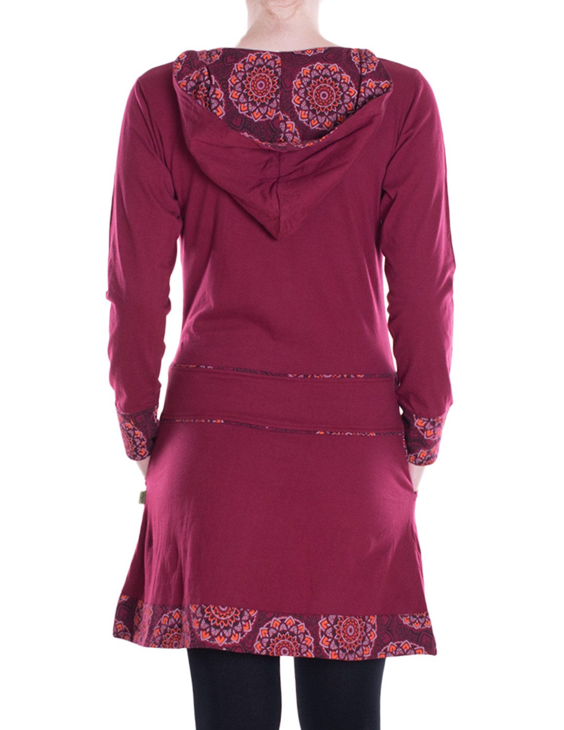 Vishes A-Linien-Kleid Damen Kleid Baumwolle Casual A-Linie V-Ausschnitt Langarm mit Taschen Alternative Bekleidung, Ethno, Hippie, Retro Style