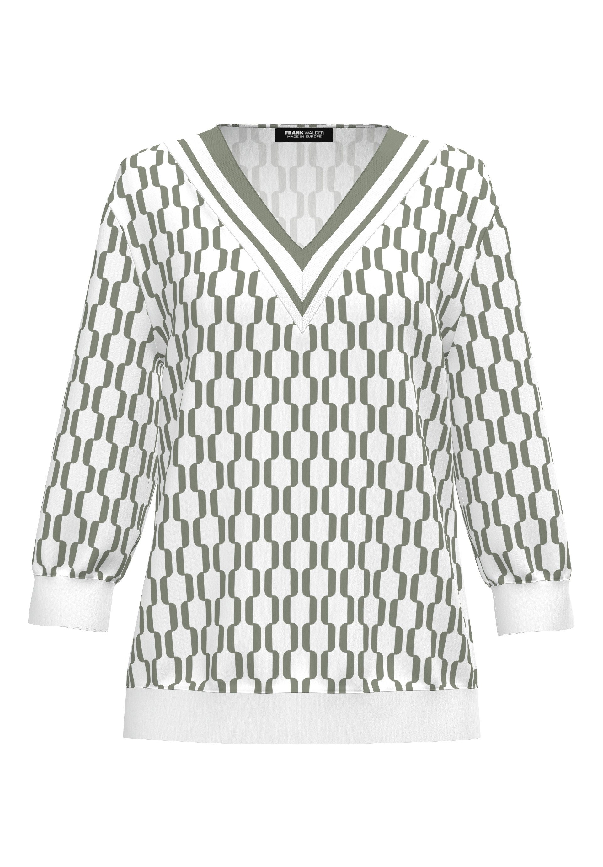 FRANK WALDER Klassische Bluse im graphischem Dessin