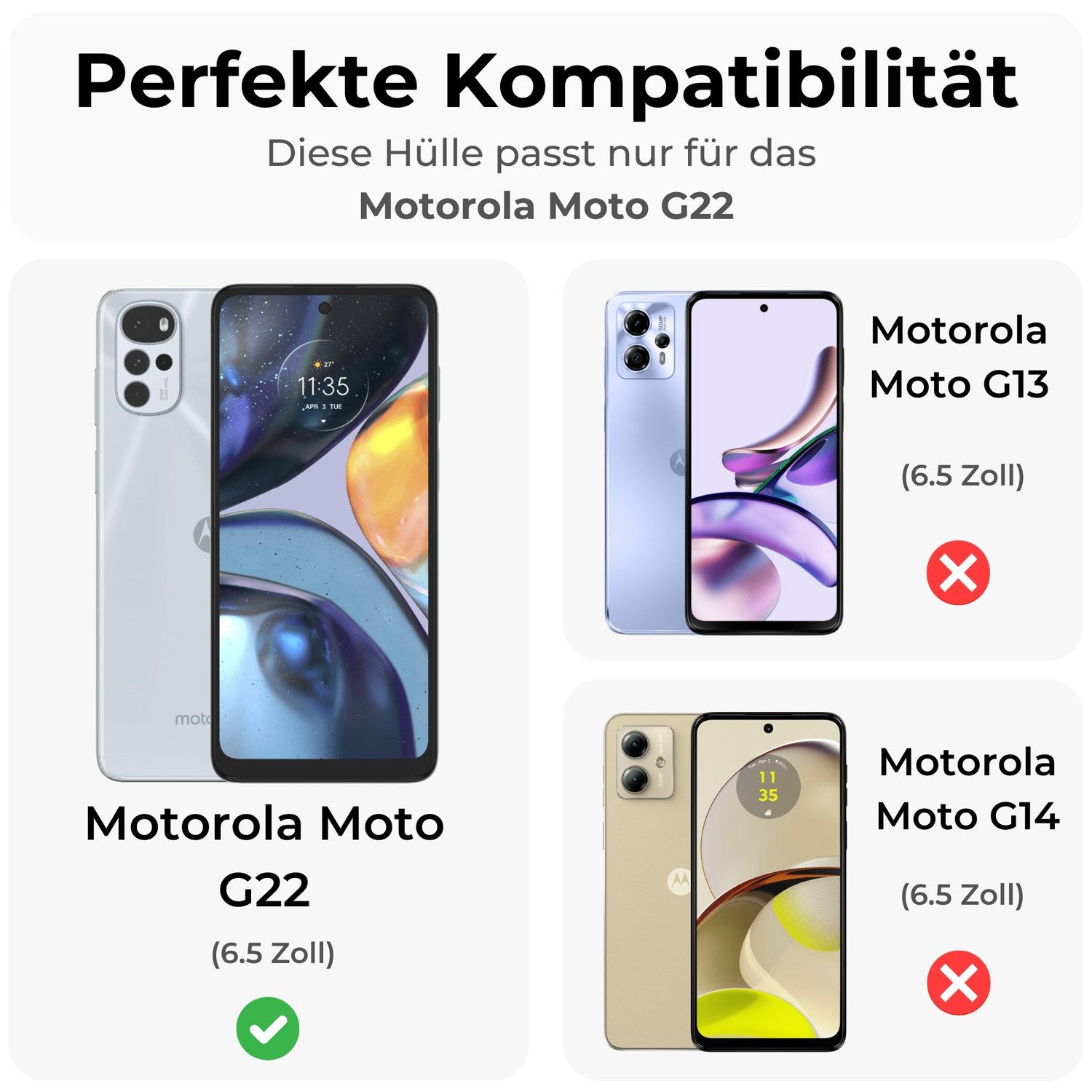 betterfon Handyhülle Carbon Hülle für Motorola Moto G22 Backcover TPU Silikon Schwarz, Carbon-Look – stoßfestes Case mit Air-Cushion & Metall-Optik