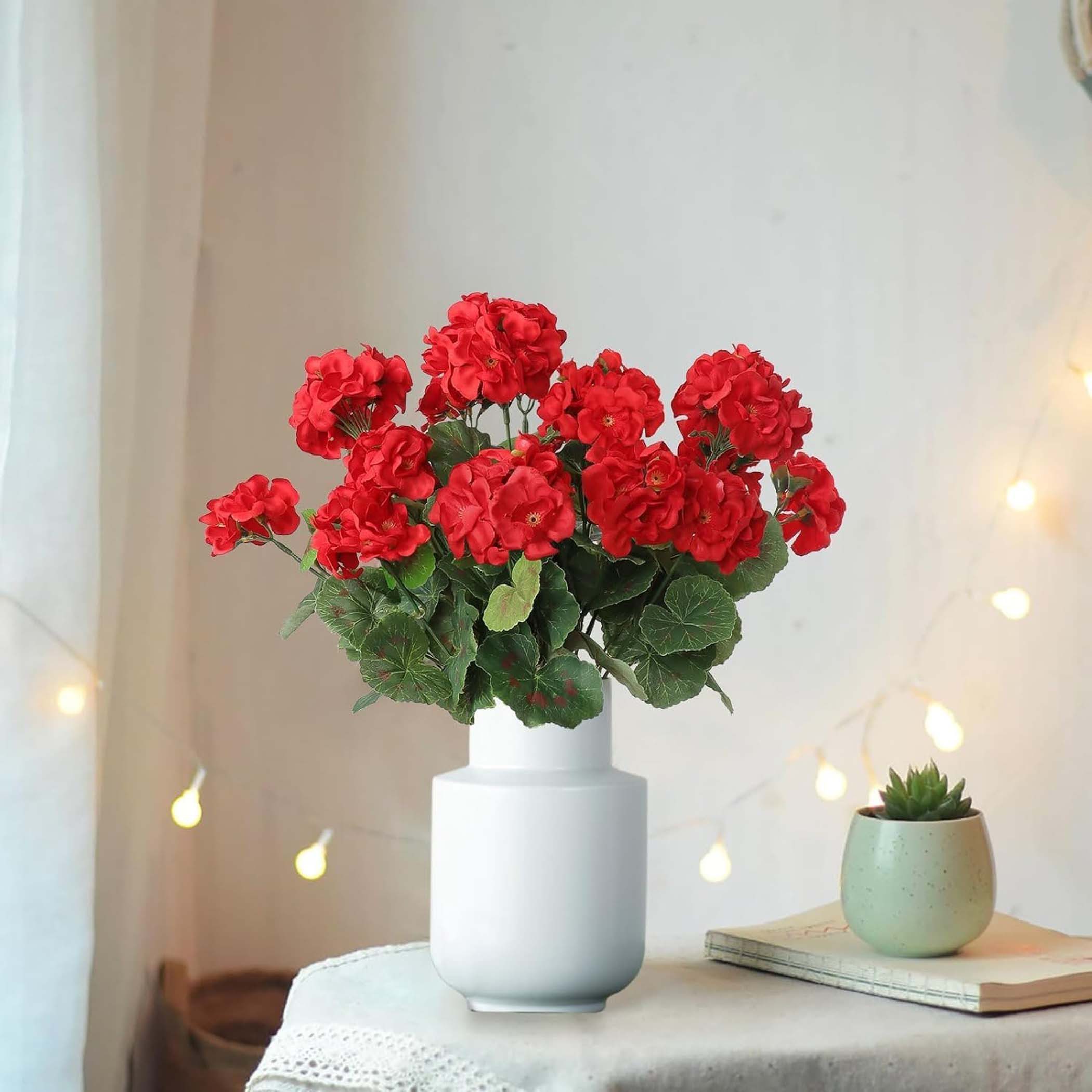 Kunstblumenstrauß 4 Bündel Künstliche Blumen Geranie Blumen Dekoration Faux, Agger