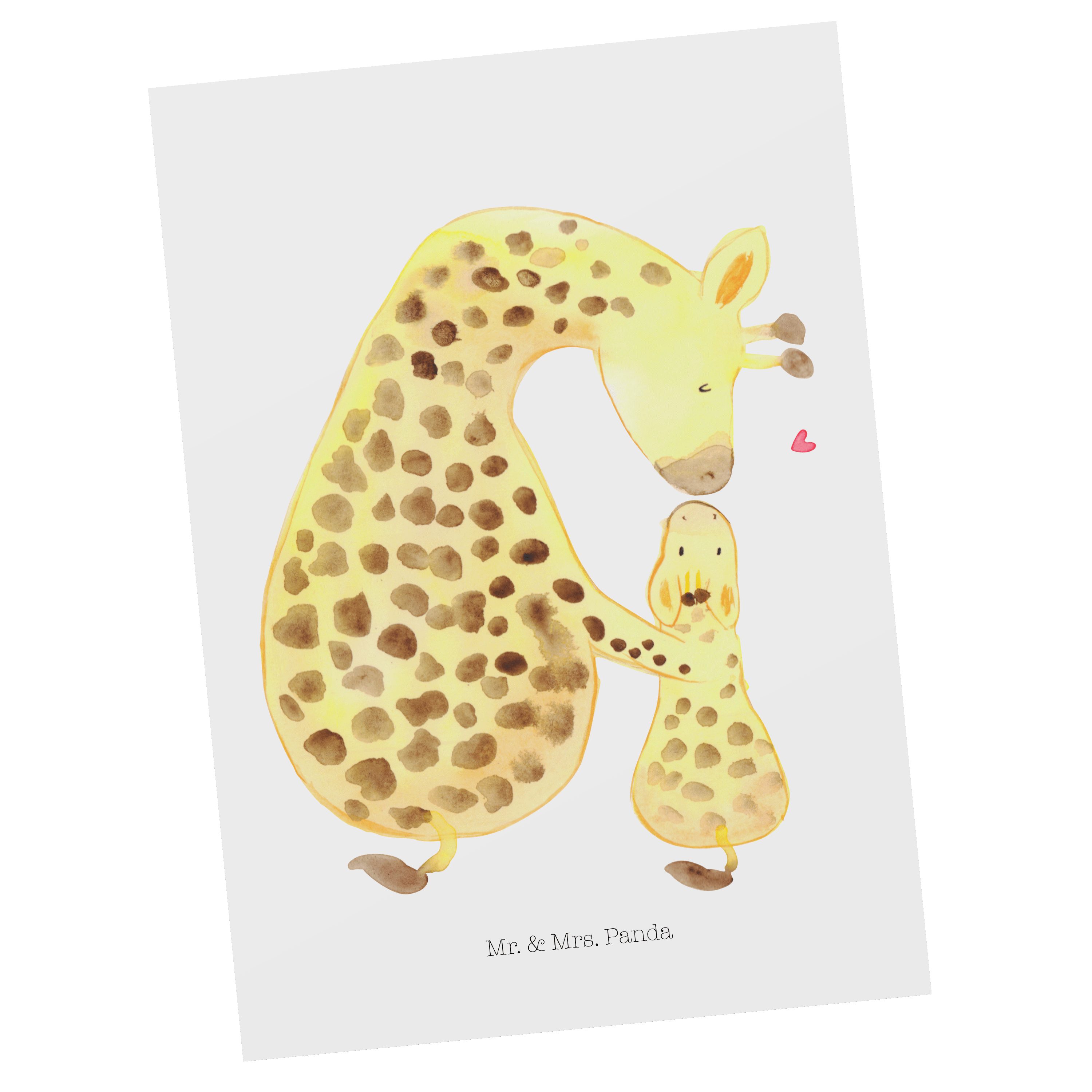 Grußkarte Mama, Geschenk, Postkarte Weiß Panda mit Lieblingsmensch, Mrs. - Mr. & Kind Giraffe -
