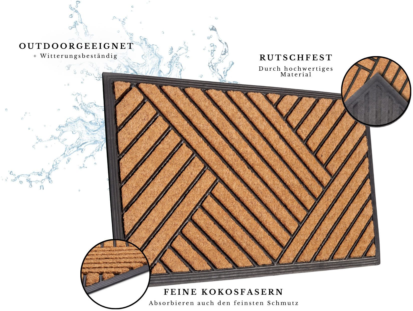 HANSE Home Fußmatte Mix Mats Gummi Kokos Crossings, Türmatte, rechteckig, H günstig online kaufen