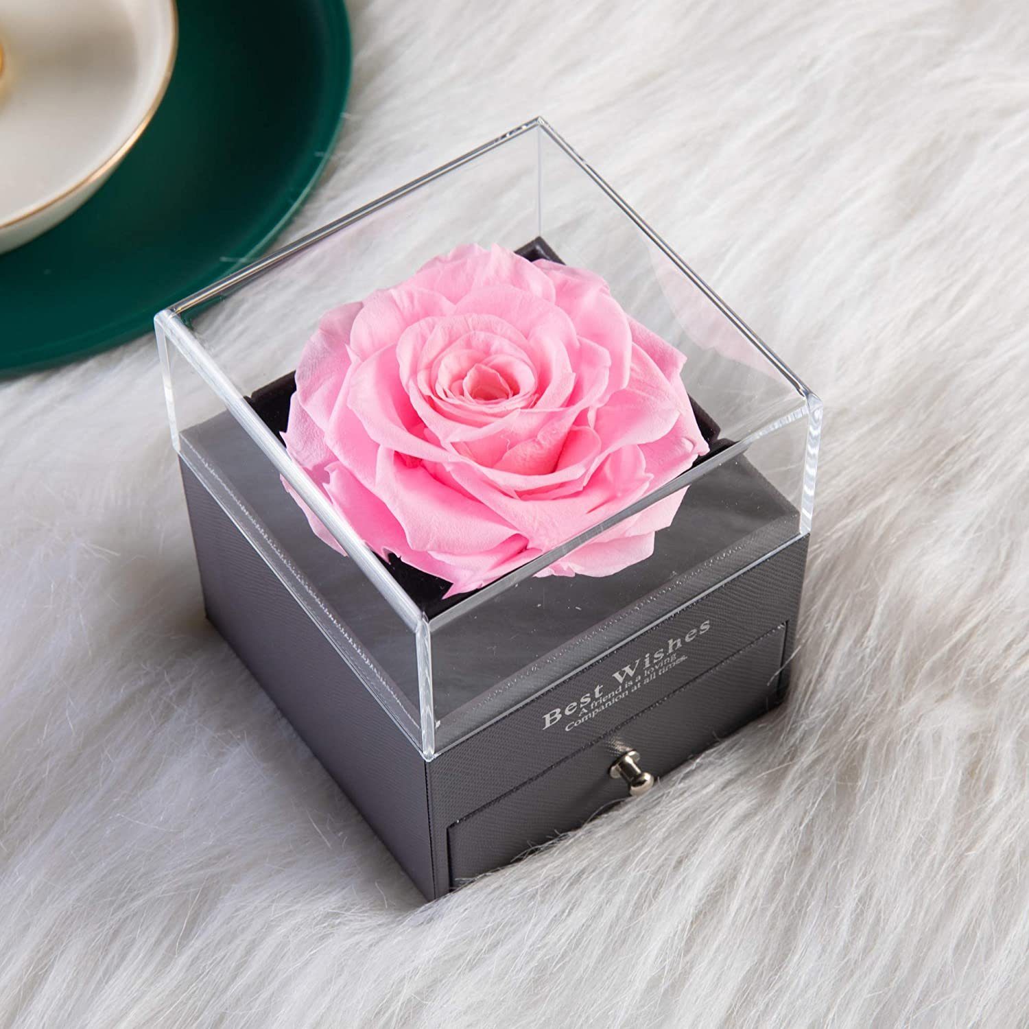 Love Anhänger Sprachen mit Ewige mit Rose Geschenkbox GelldG Halskette I 100 ‎‎Silber+‎‎rosa Schmuck You Kette