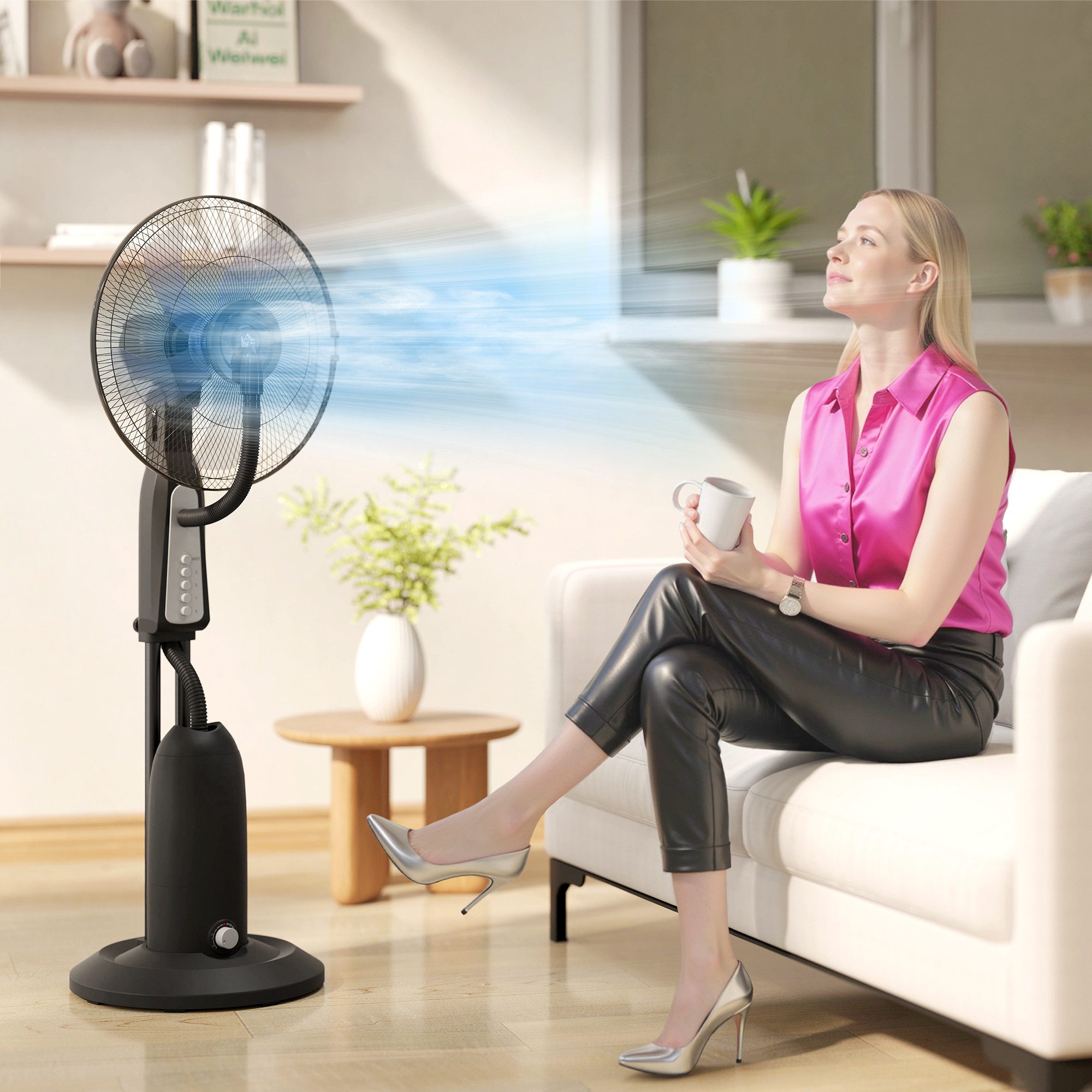 HOMCOM Standventilator Ventilator mit Verstellbar Sprühnebel günstig online kaufen