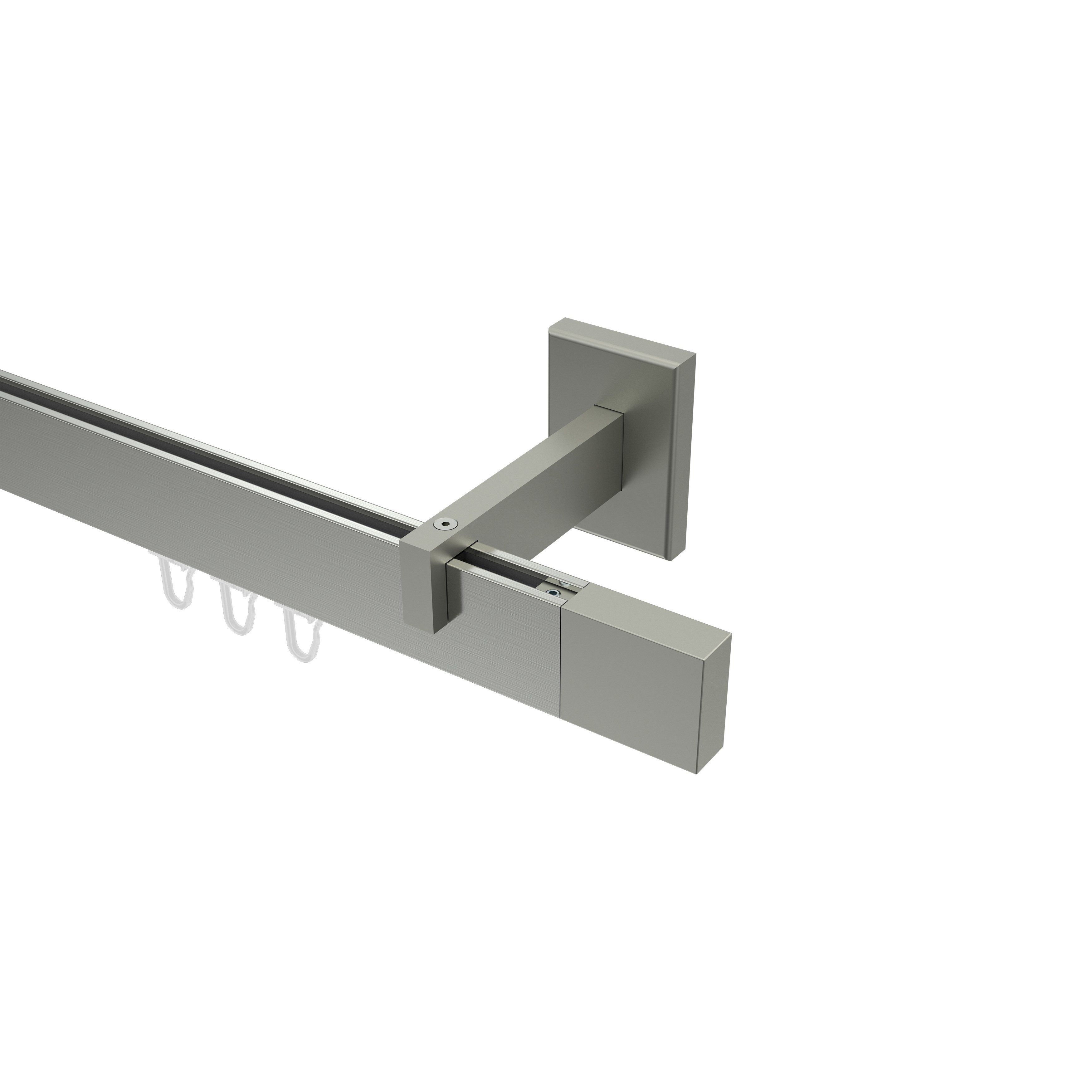 INTERDECO Gardinenstange Smartline Lox, 1-läufig, 14x35 mm, eckig, Wandmontage, Edelstahl-Optik