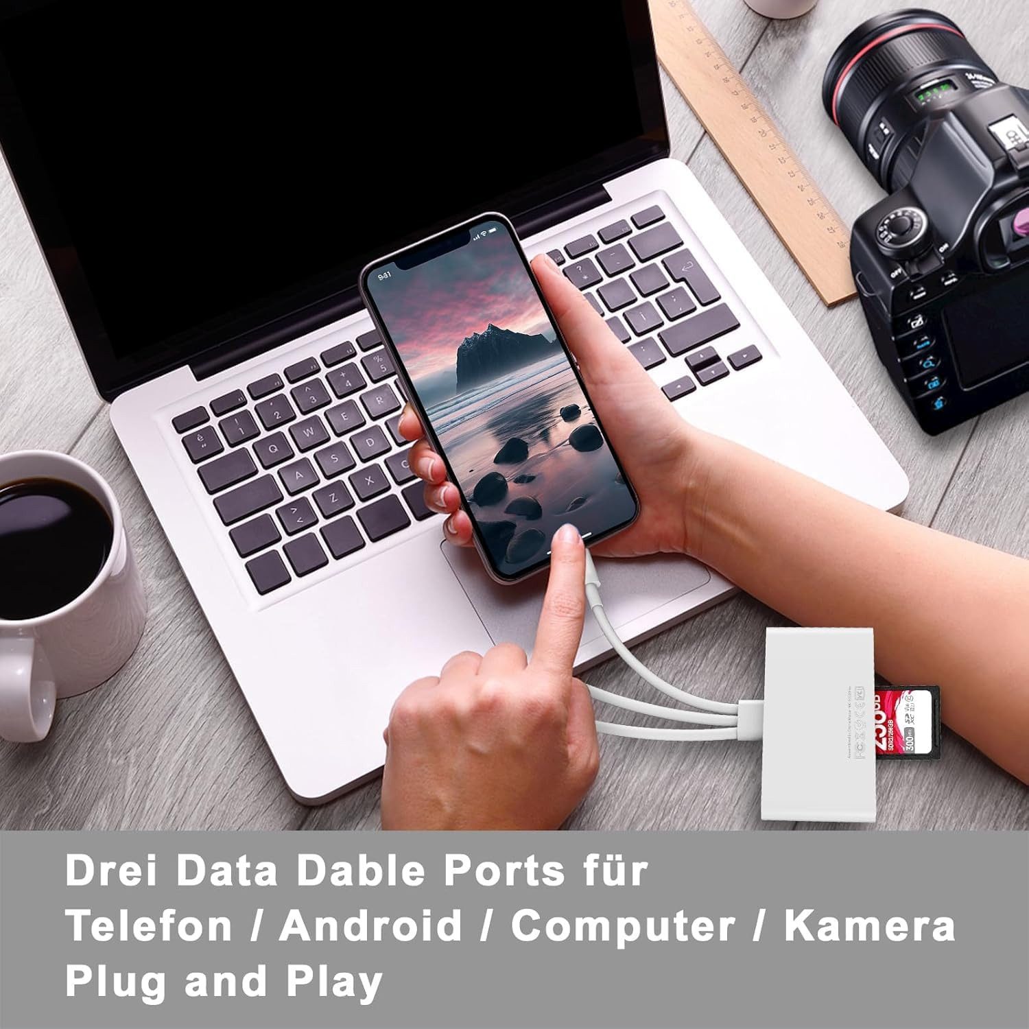 Forrlite USB-C Hub 5-IN-3 Adapter, USB SD Kartenleser für iPhone iPad USB-Adapter