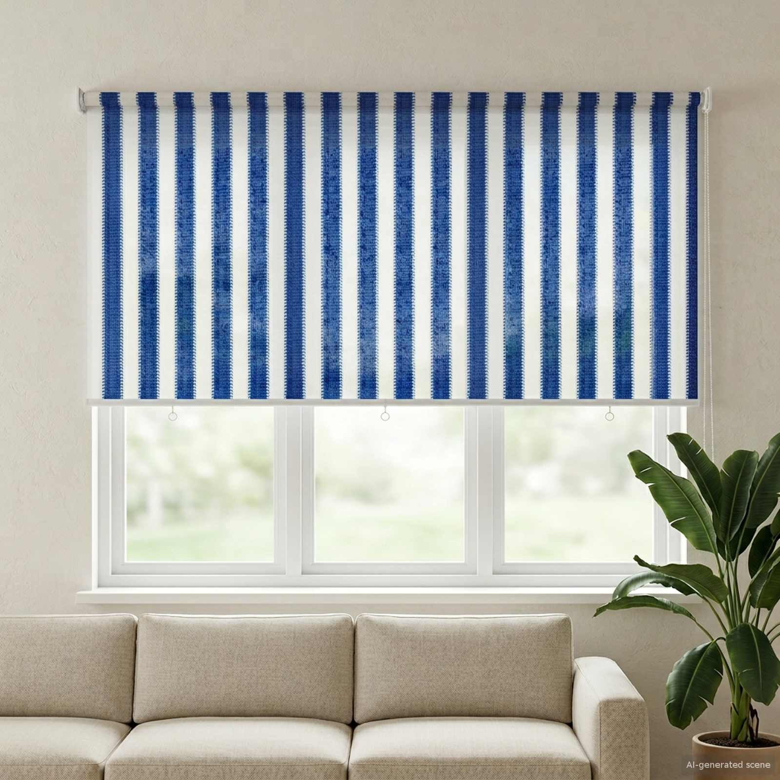 Rollo Außenrollo 90% UV-Block Blau-weiß gestreift 120 x 140 cm HDPE, vidaXL