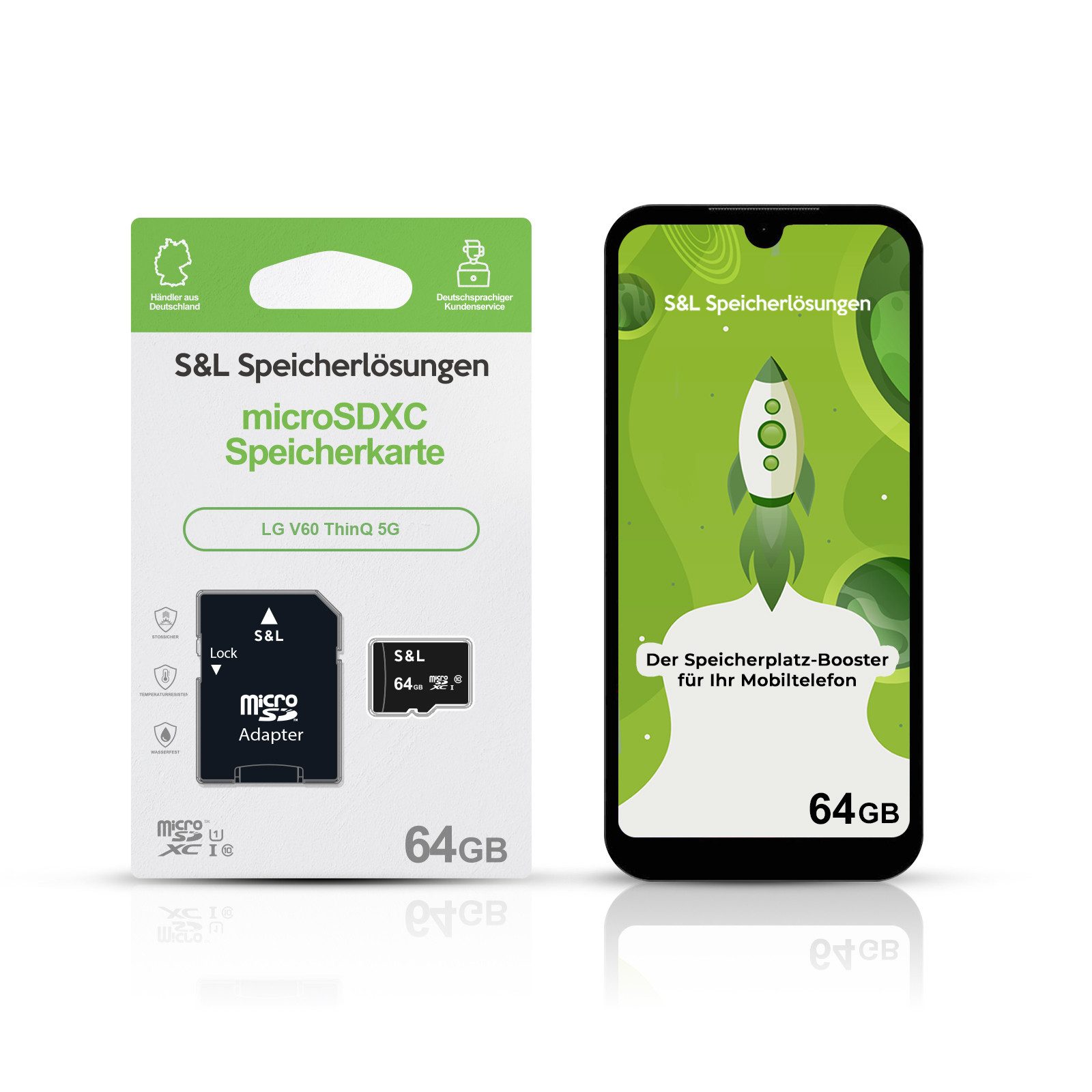 Tec-Expert microSD Karte S&L für LG V60 ThinQ 5G Speicherkarte (64 GB, Class 10, microSDXC)