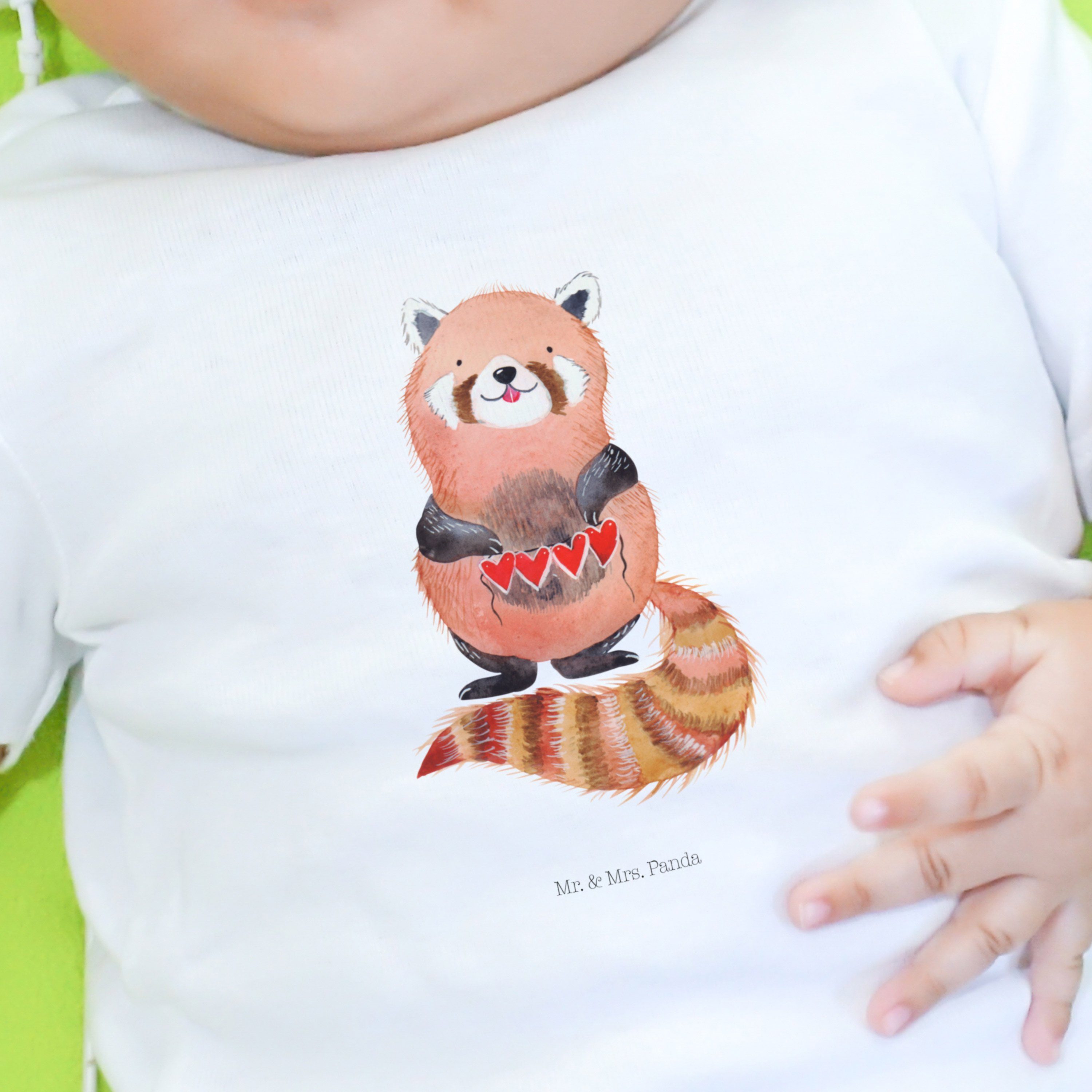 Mr. & Panda (1-tlg) uni, - lustige Roter Weiß Panda Tiere, Jungen, Liebe, Geschenk, Strampler - Spr Mrs