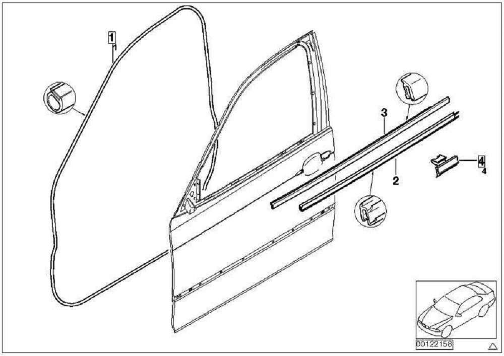 BMW Dichtungsband BMW Schachtabdeckung Türscheibe 3er E46 VORNE AUSSEN LINKS, (1-St)