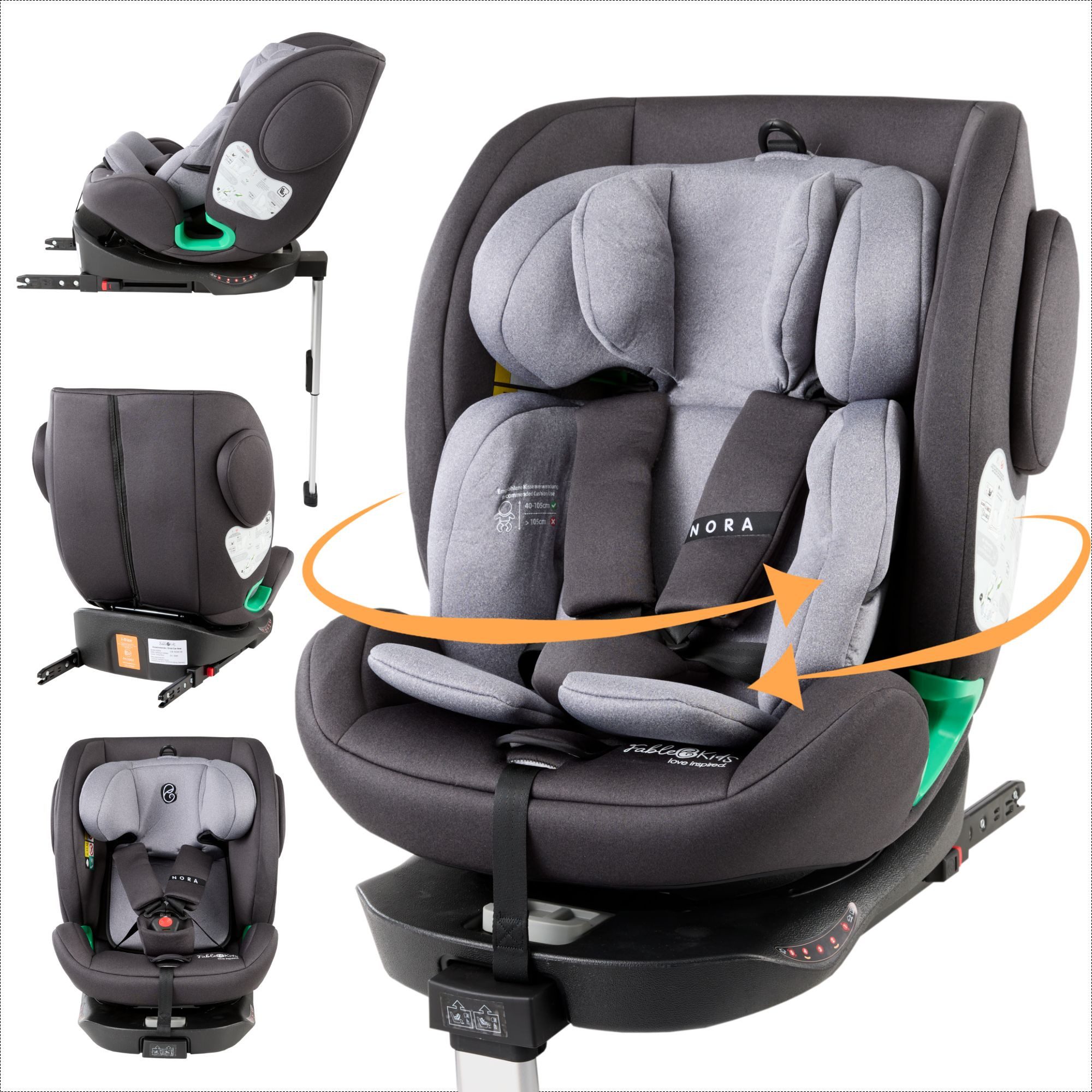 FableKids Autokindersitz Autositz Kinderautositz 360° drehbar Isofix 40-150 cm, ab: Geburt, bis: ca. 12 Jahre, ab: 40 cm, bis: 150 cm