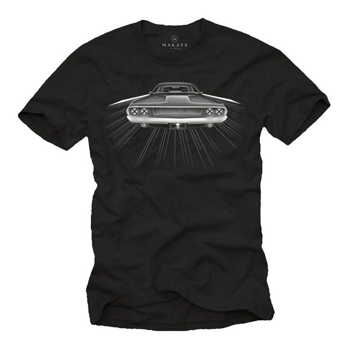 MAKAYA T-Shirt Männer US American Muscle Car Hot Rod Aufdruck Kurzarmshirt mit Druck aus Baumwolle