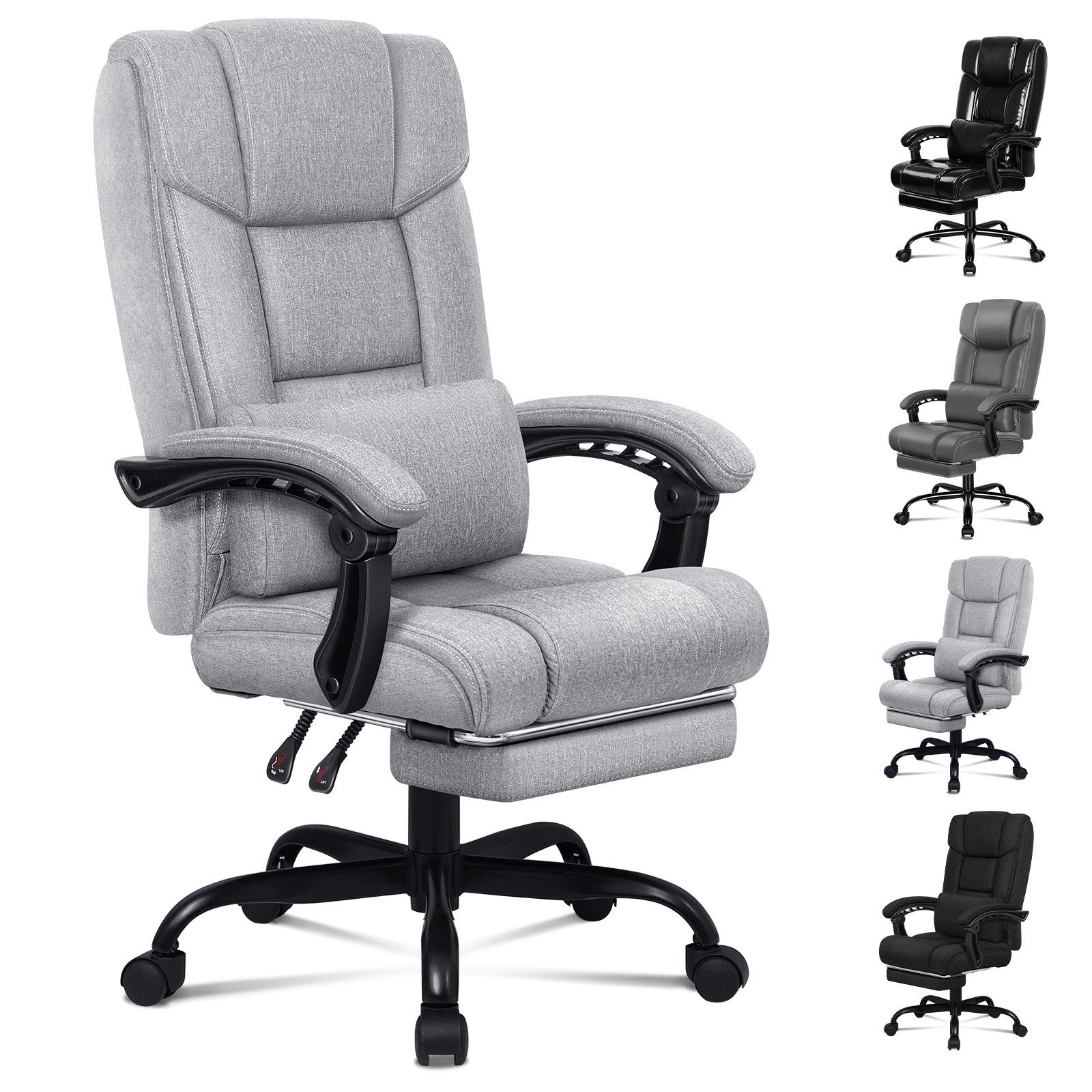 ALFORDSON Bürostuhl mit Fußstütze und XL-Lendenkissen, günstig online kaufen