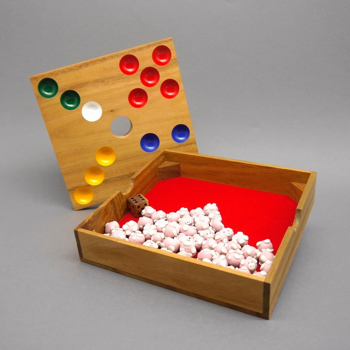 ROMBOL Denkspiele Spiel FERKELSPIEL - Würfelspiel - Schweinchenspiel, Brettspiel, Holzspiel