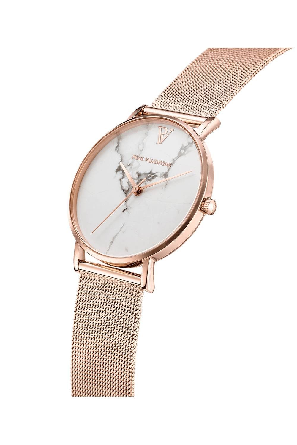 Paul Valentine Quarzuhr WHITE MARBLE ROSE GOLD MESH günstig online kaufen