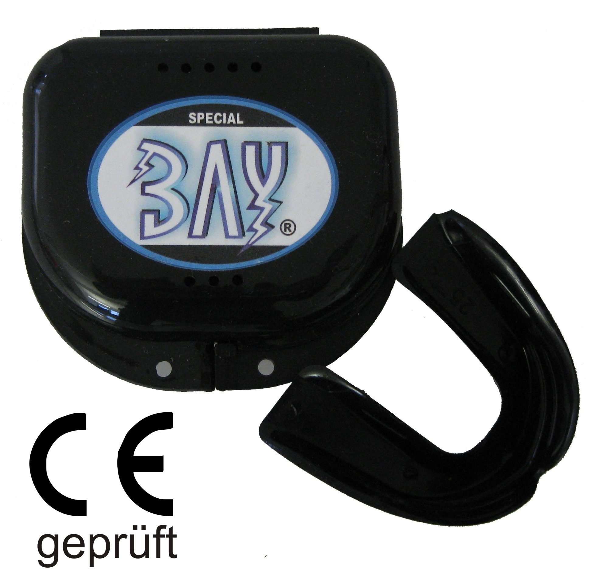 BAY-Sports Zahnschutz Sport Mundschutz Dose Anpassung Zahnschützer Wasserbad - M-Line Erwachsene, schwarz im transparent