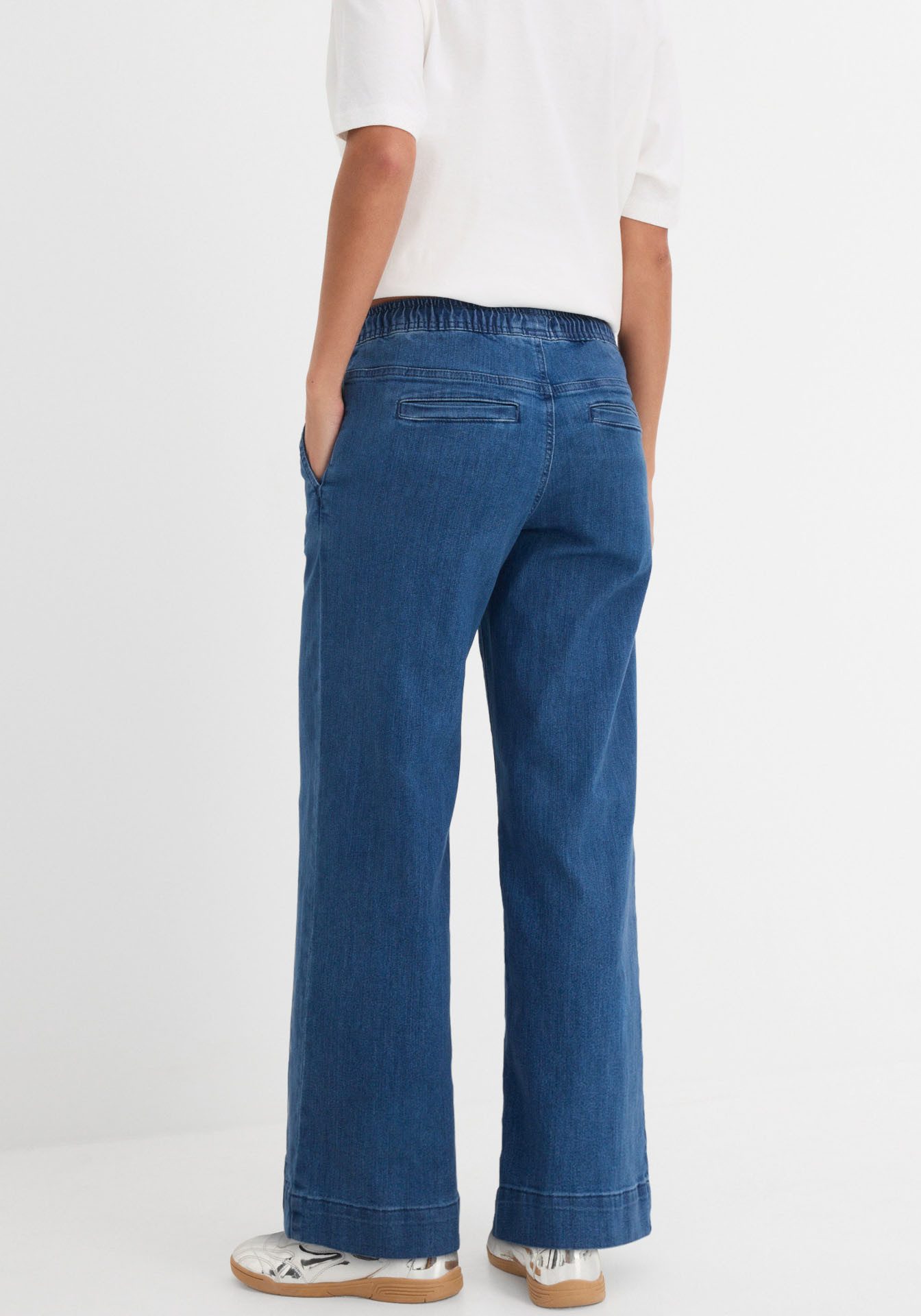 bonprix Weite Jeans Loose Fit Passform, mit elastischem Bund und Tunnelzug