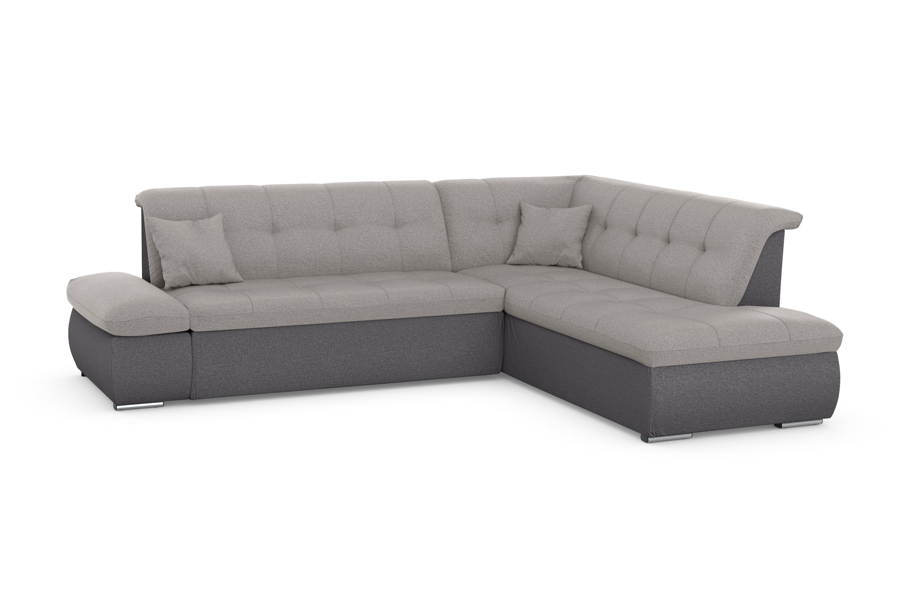 collection wahlweise silber Ecksofa | Armlehnenverstellung DOMO Bettfunktion grau/silber grau und | mit Moric,