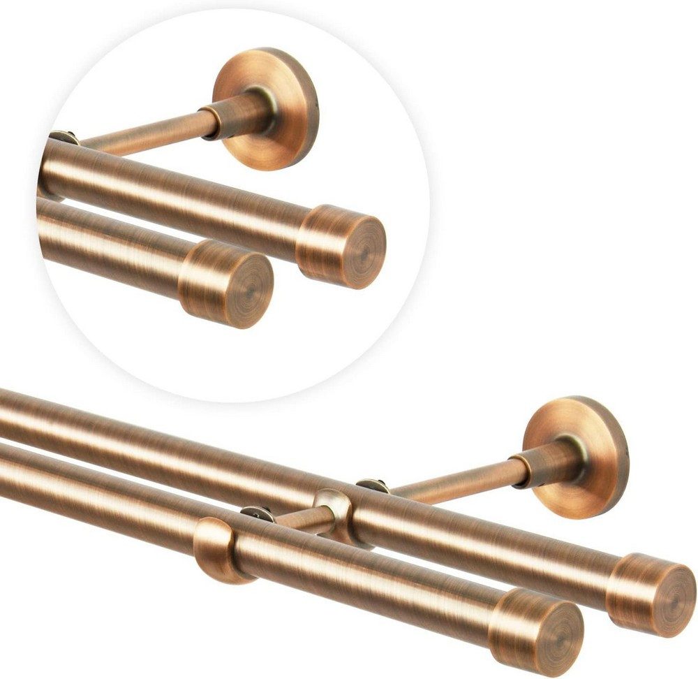MDEKOR Gardinenstange Vorhangstange 19mm, 2-läufig, 2-läufig Wandmontage, 120 cm Kupfer – Bild 4 von 5