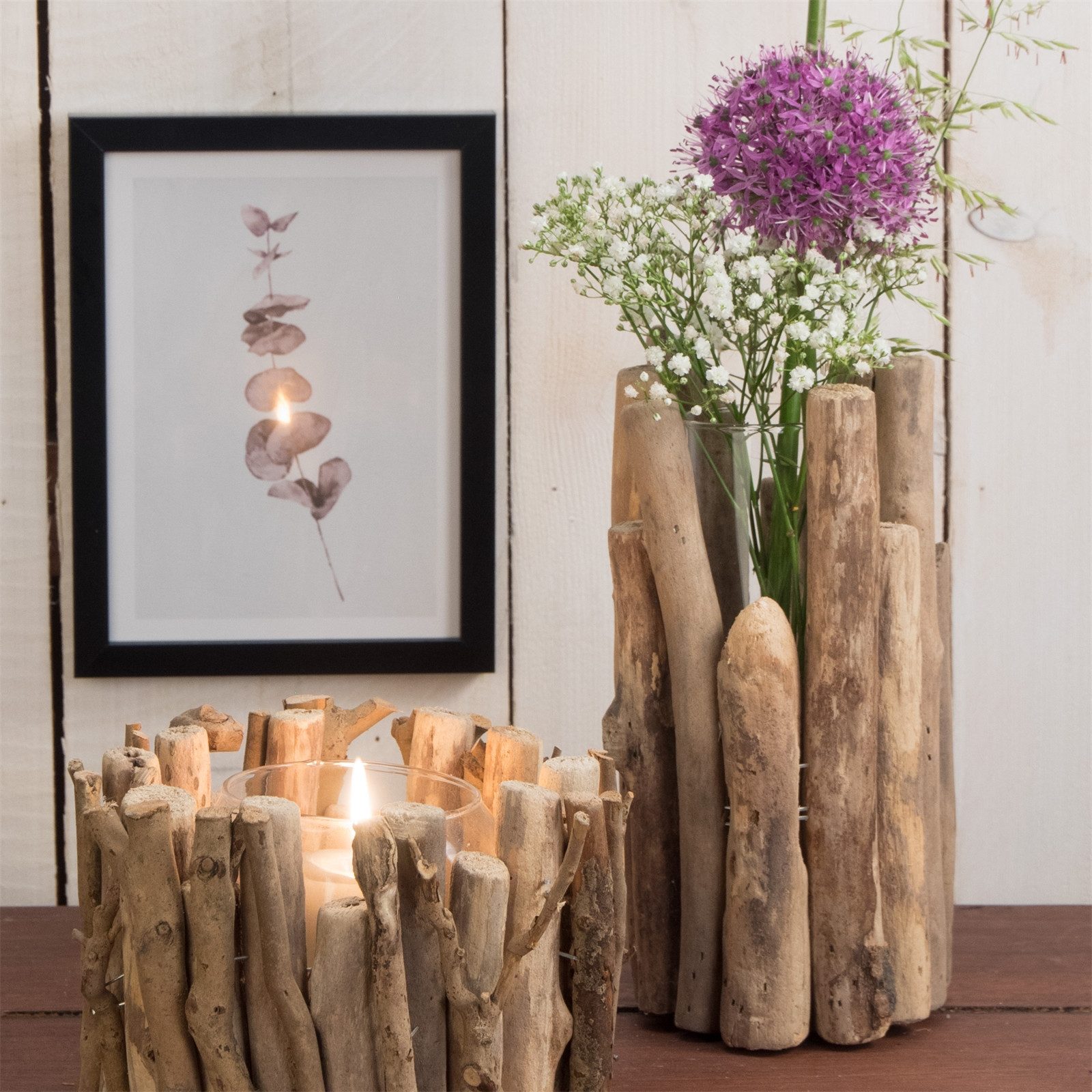 DESIGN DELIGHTS Wasserhyazinthenvase TISCH BLUMENVASE "MIRA", Treibholz Vase, Tisch Deko