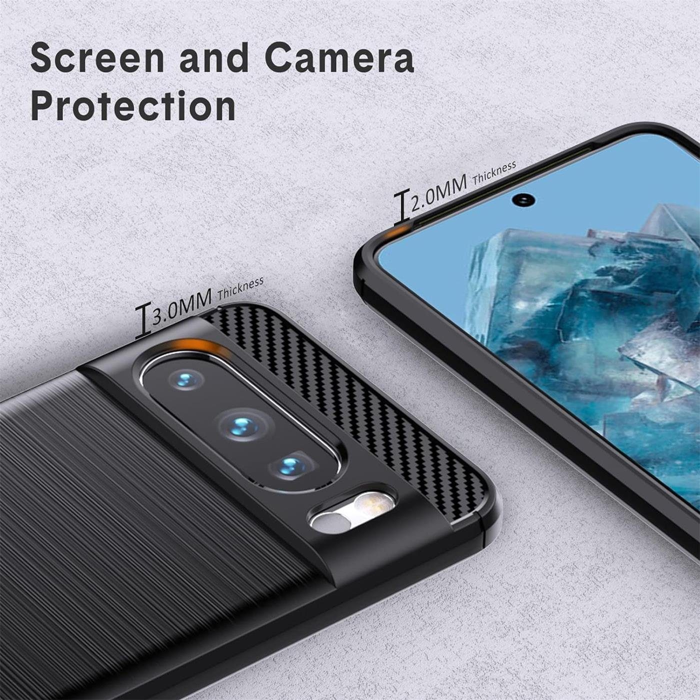 CoolGadget Handyhülle Carbon Handy Hülle für Google Pixel 8 Pro 6,7 Zoll, robuste Telefonhülle Case Schutzhülle für Pixel 8 Pro Hülle
