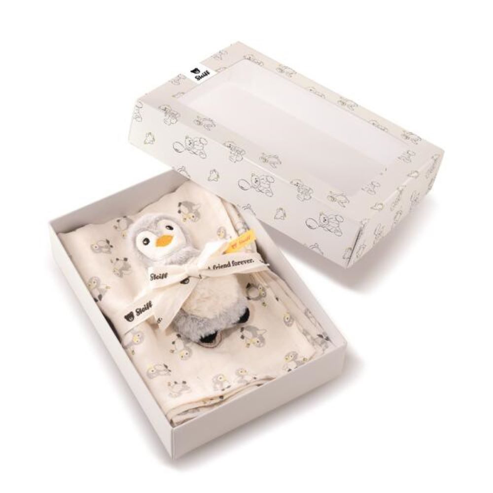 Steiff Kuscheltier Steiff Pinguin Lio Geschenkset Greifling + Spucktuch 20 cm 242953