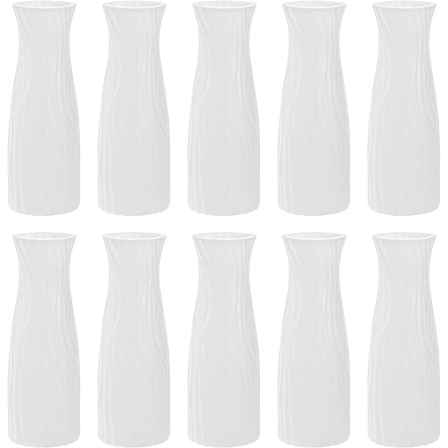 LuxusKollektion Dekovase Blumenvasen klein hoch konisch 10tlg. unzerbrechlich weiß 20,1cm