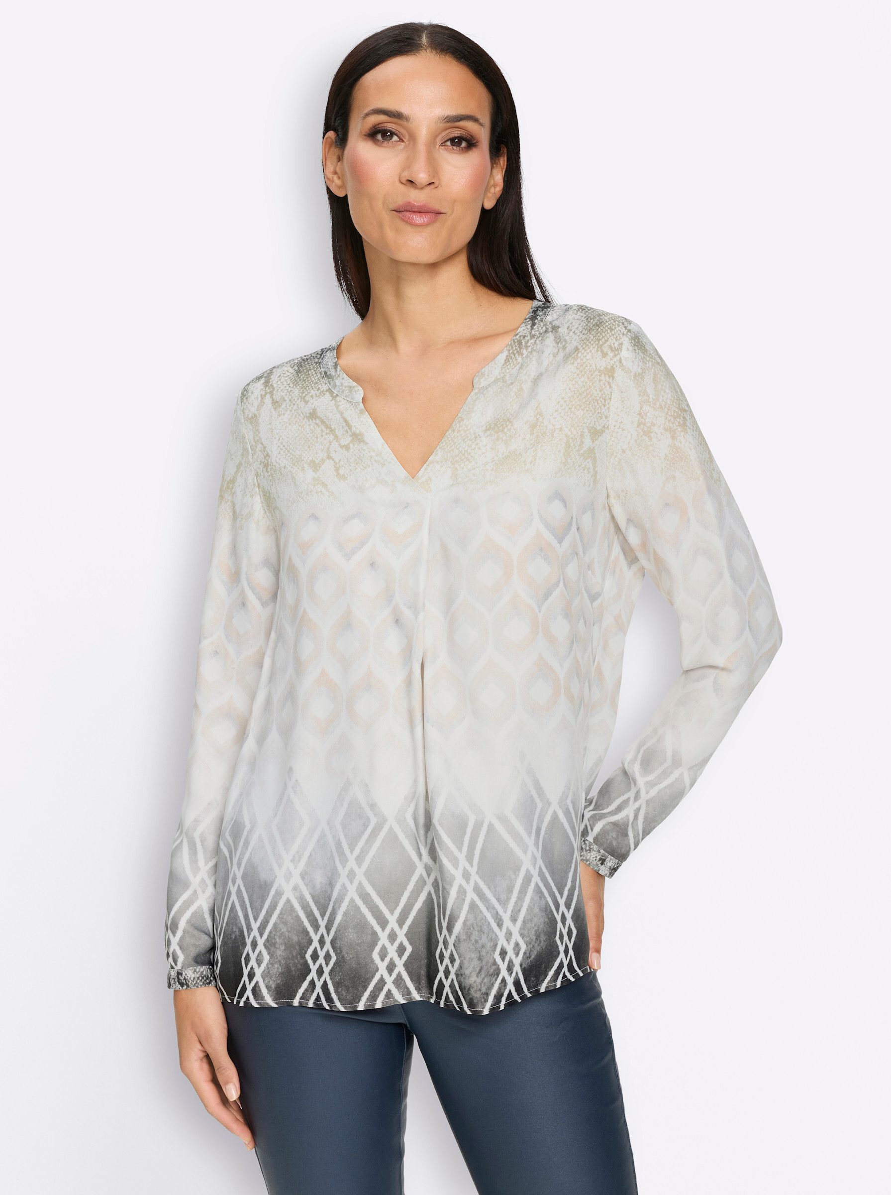 Klassische Bluse Druckbluse Langarm