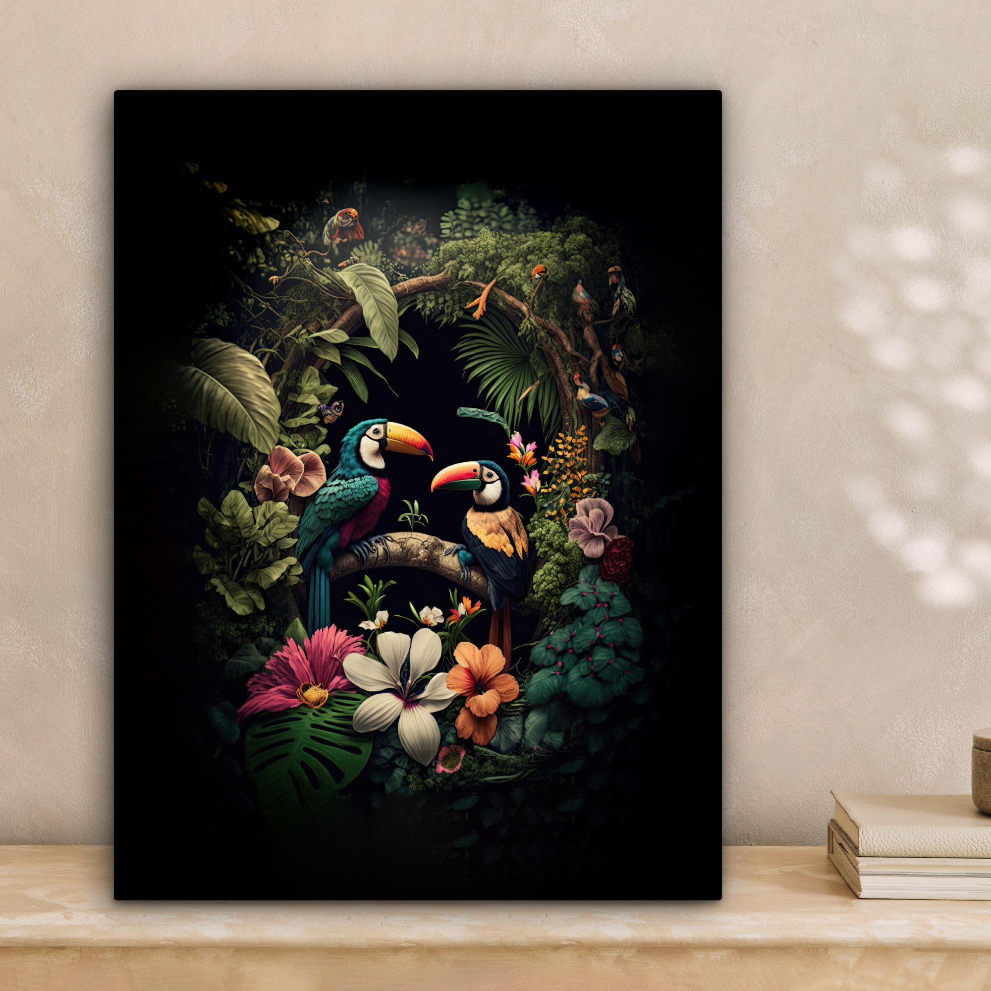OneMillionCanvasses® Leinwandbild Vogel - Blumen - günstig online kaufen