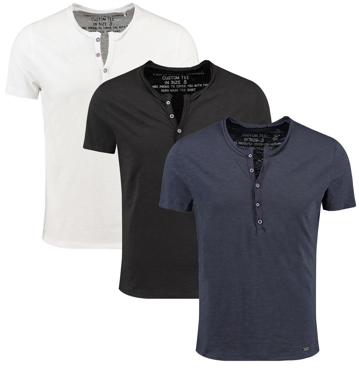 Key Largo Henleyshirt Lemonade vintage Look uni Basic MT00122 mit Knopfleiste unifarben kurzarm slim fit