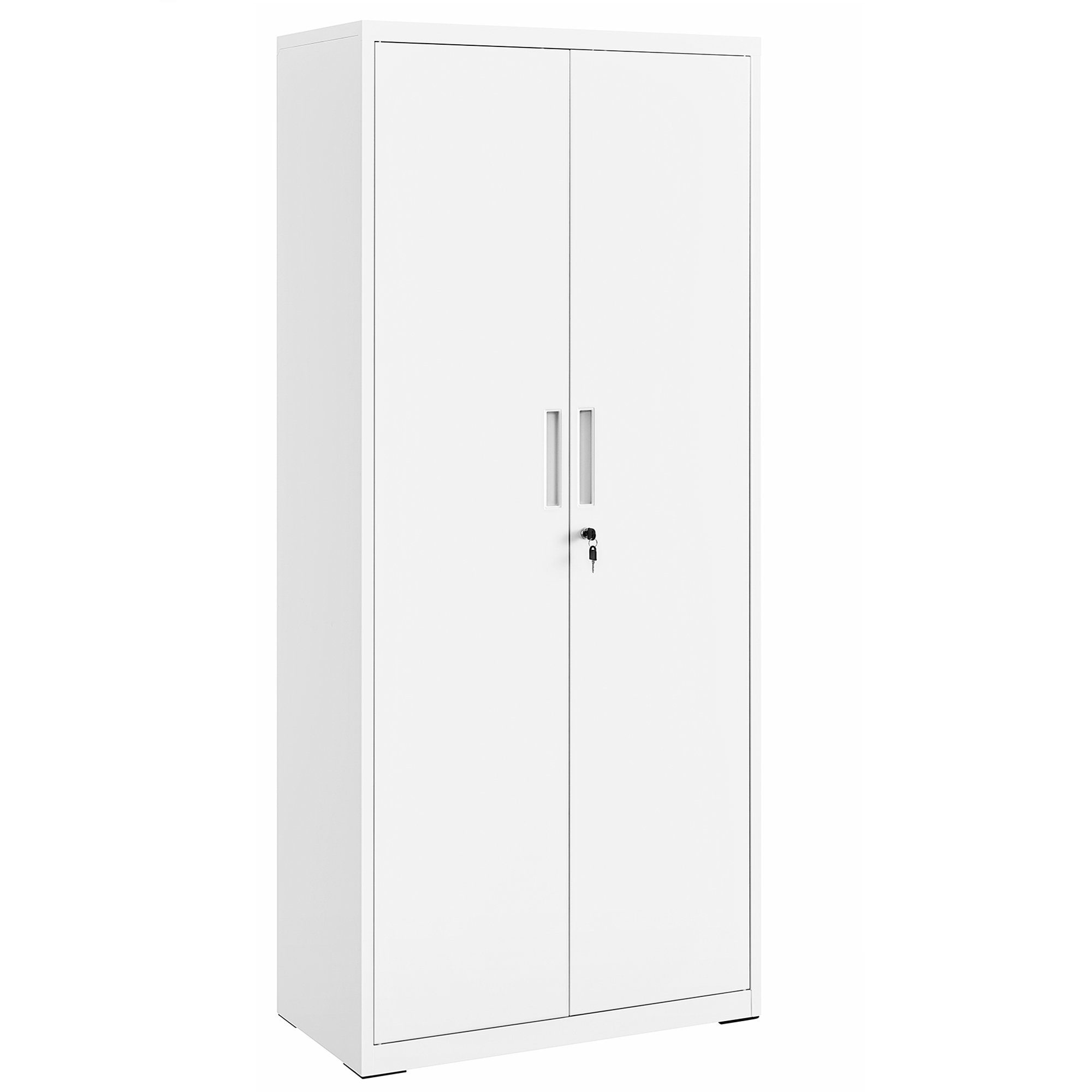 SONGMICS Aktenschrank Mehrzweckschrank, Stahl-Aufbewahrungsschrank, 5 Ebenen Doppeltüren, Schloss, Werkzeugschrank, verstellbare Ablagen